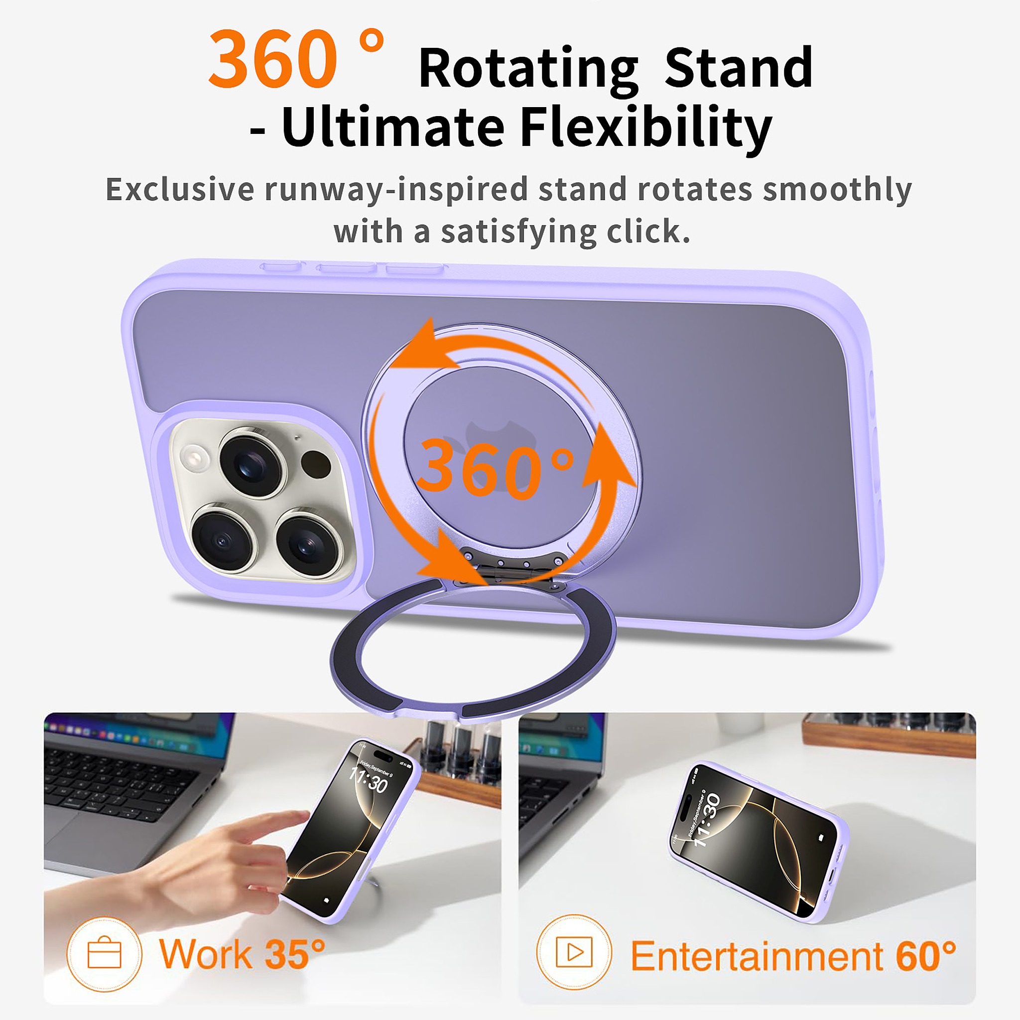 SendaFit Matte Skin-Feel 360° Stand Case for iPhone 16 Pro detail 12