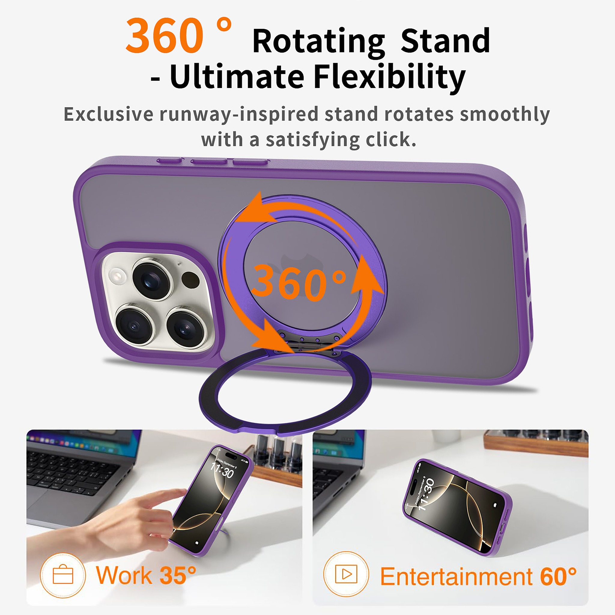 SendaFit Matte Skin-Feel 360° Stand Case for iPhone 16 Pro detail 17