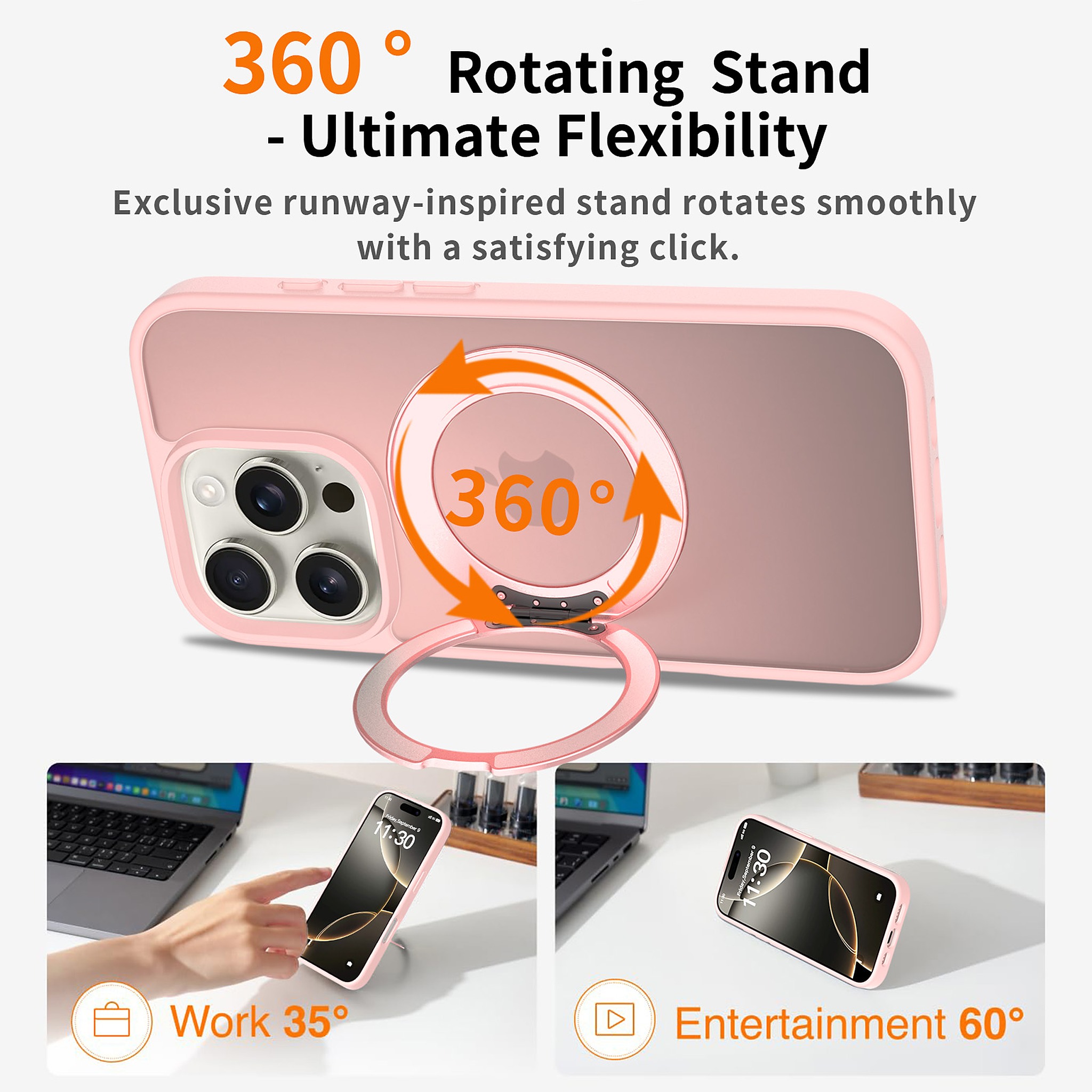 SendaFit Matte Skin-Feel 360° Stand Case for iPhone 16 Pro detail 2