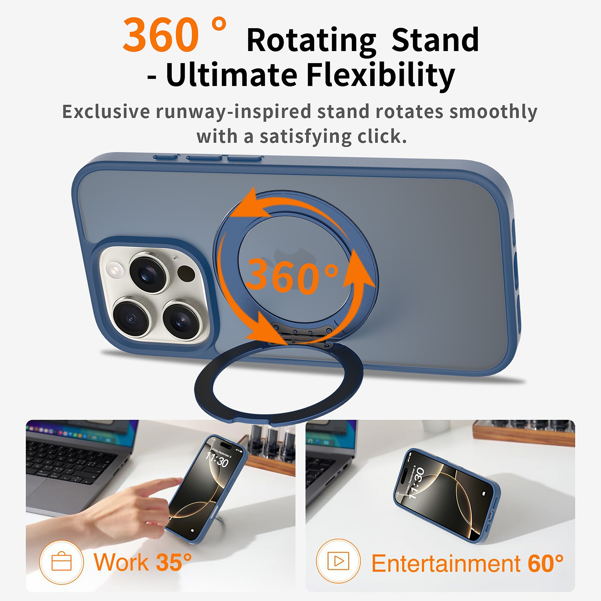 SendaFit Matte Skin-Feel 360° Stand Case for iPhone 16 Pro detail 23