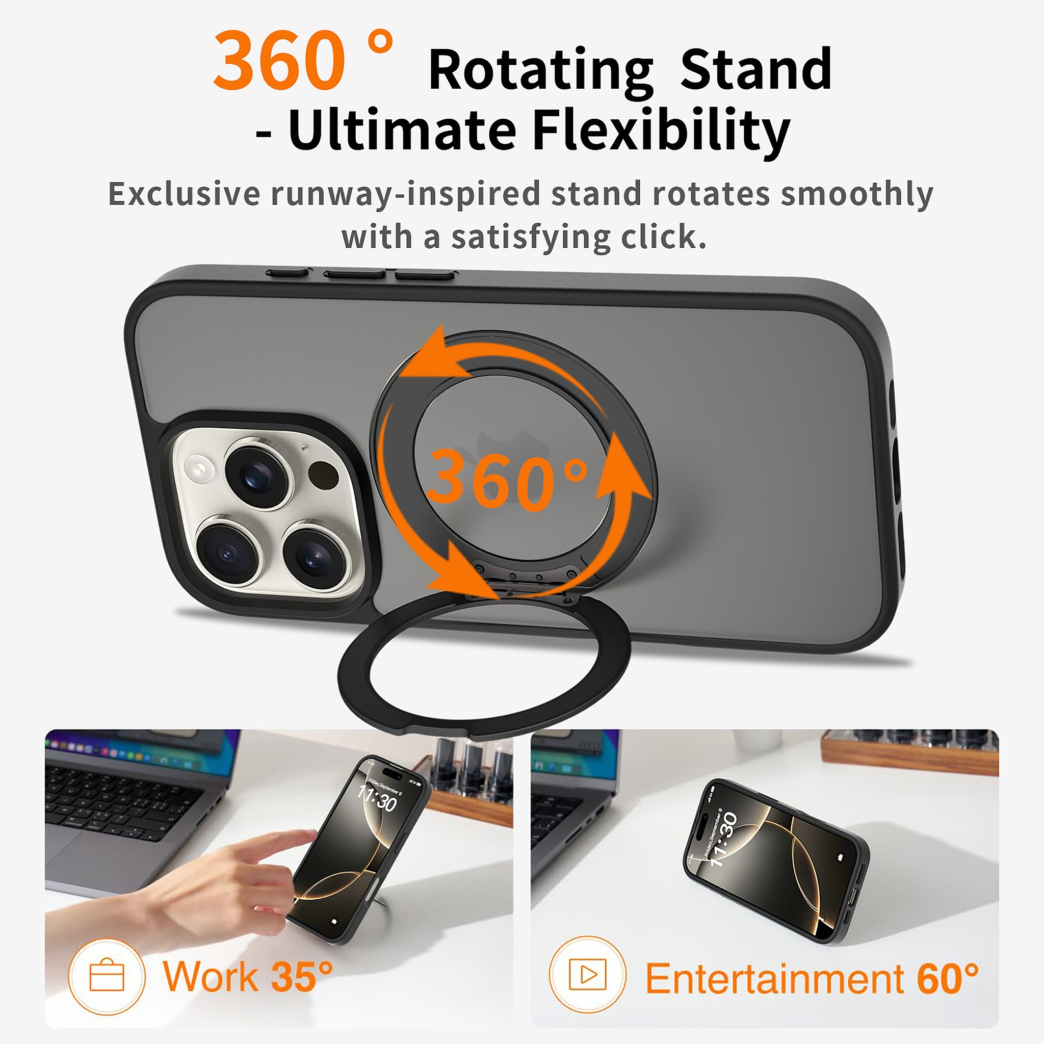 SendaFit Matte Skin-Feel 360° Stand Case for iPhone 16 Pro detail 27