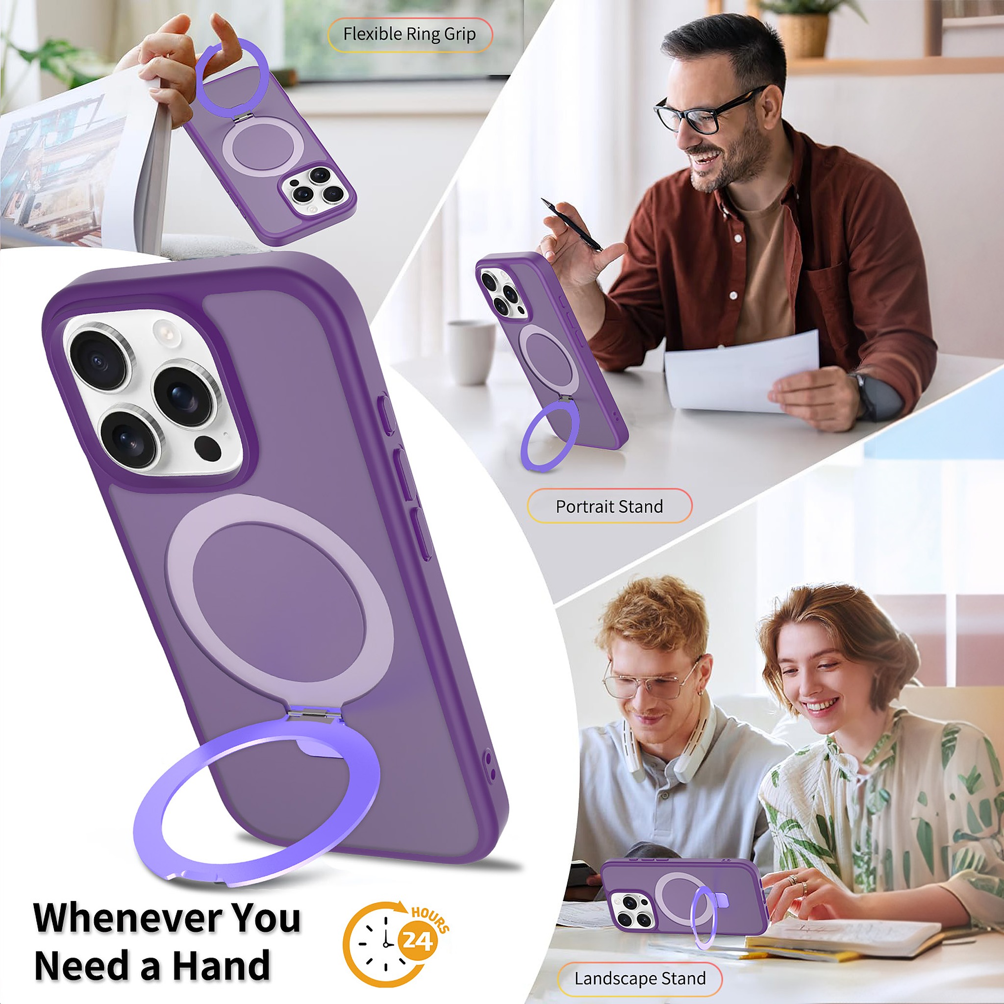 SendaFit Matte Skin-Feel Racket-Stand Case for iPhone 16 Pro detail 9