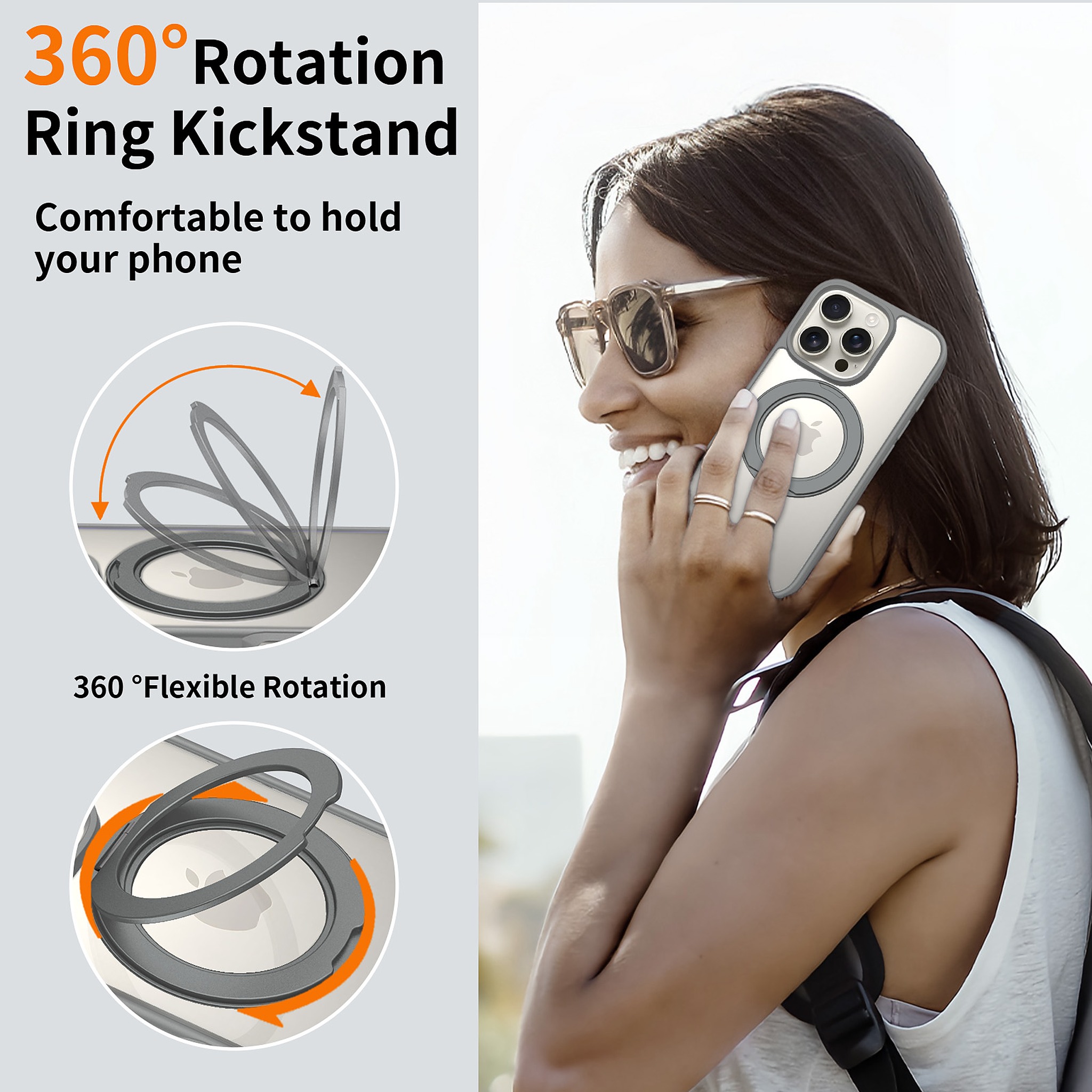 SendaFit Clear 360° Stand Case for iPhone 16 Pro detail 11