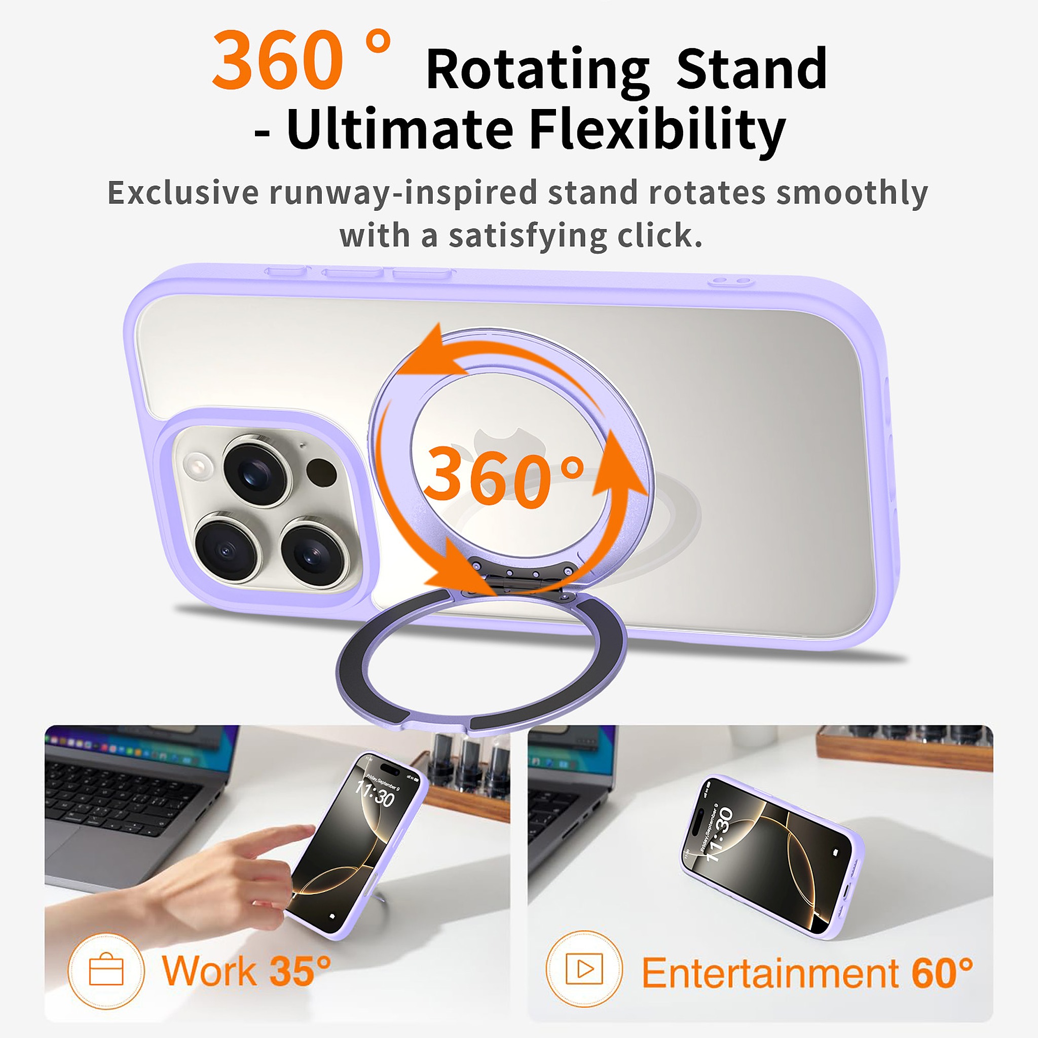 SendaFit Clear 360° Stand Case for iPhone 16 Pro detail 17