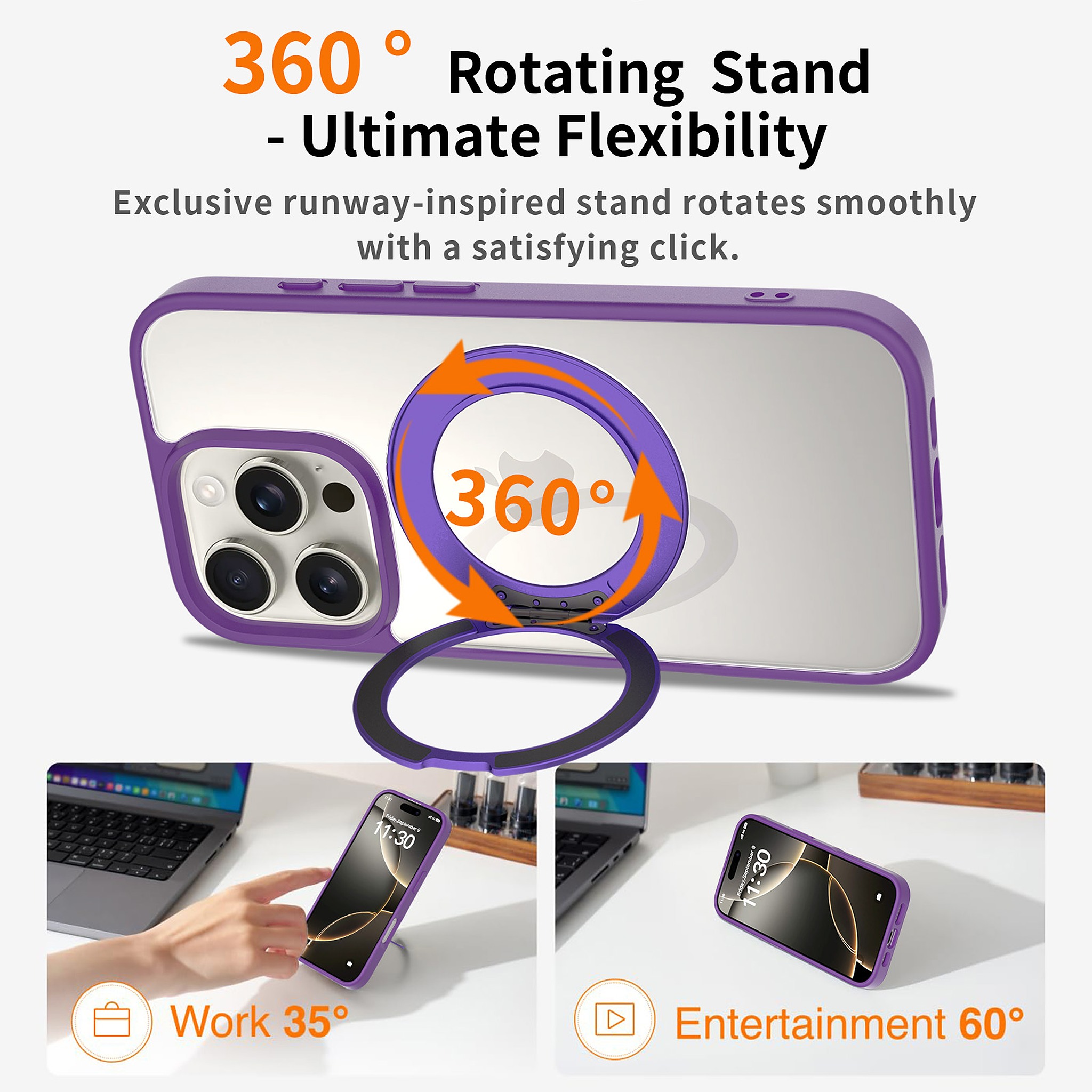 SendaFit Clear 360° Stand Case for iPhone 16 Pro detail 23