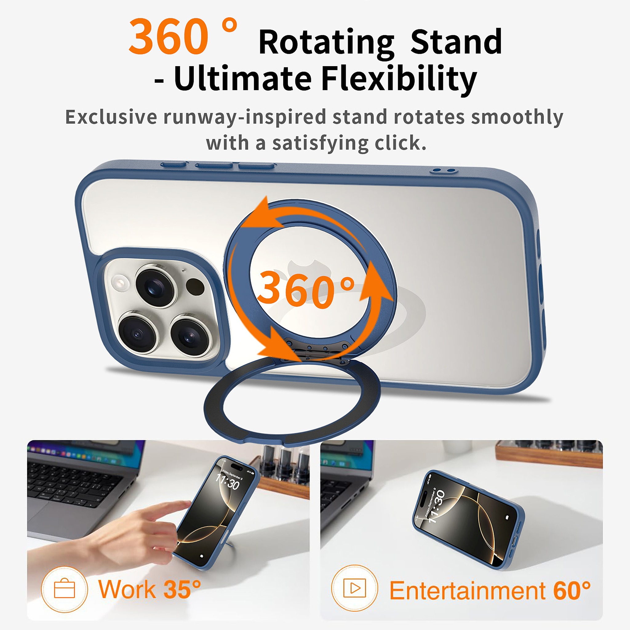 SendaFit Clear 360° Stand Case for iPhone 16 Pro detail 29