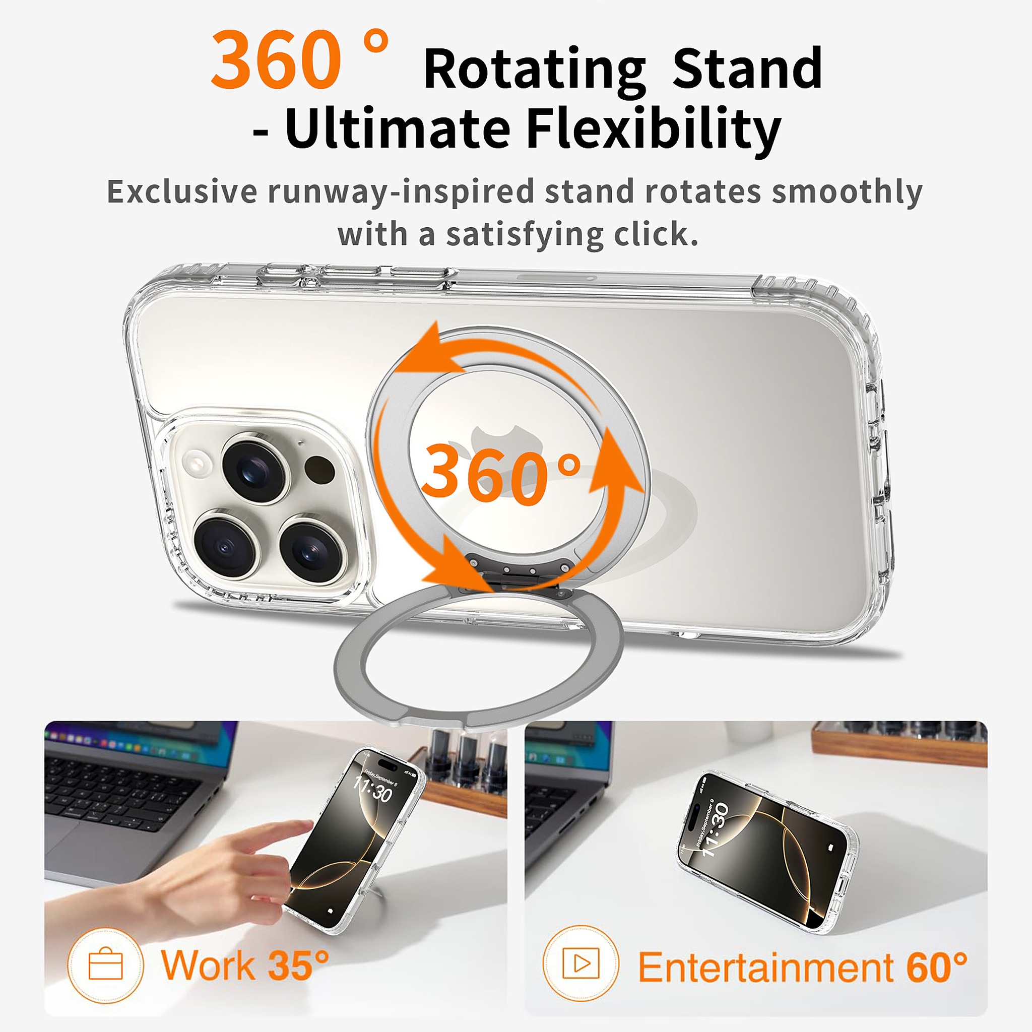 SendaFit Clear 360° Stand Case for iPhone 16 Pro detail 32