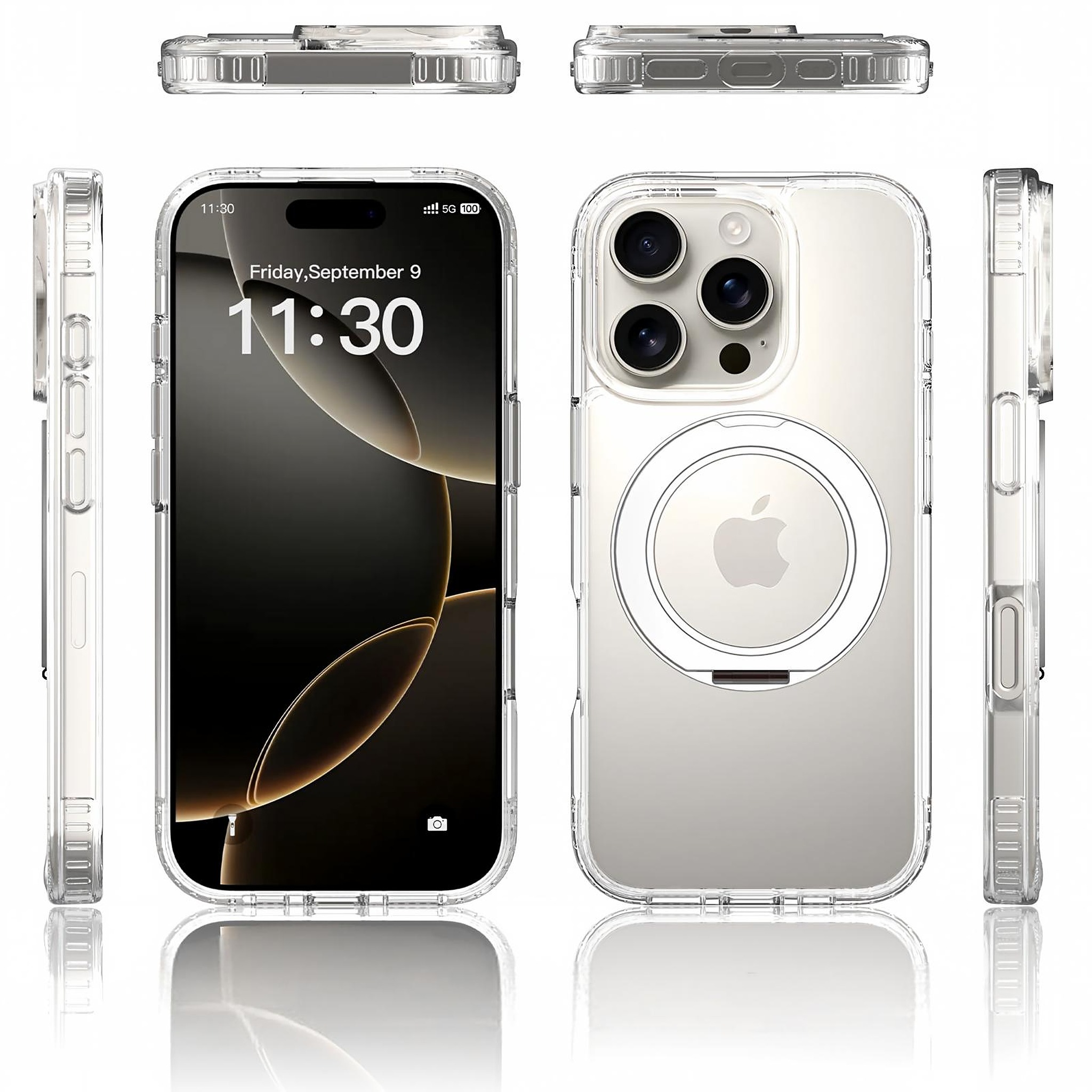 SendaFit Clear 360° Stand Case for iPhone 16 Pro