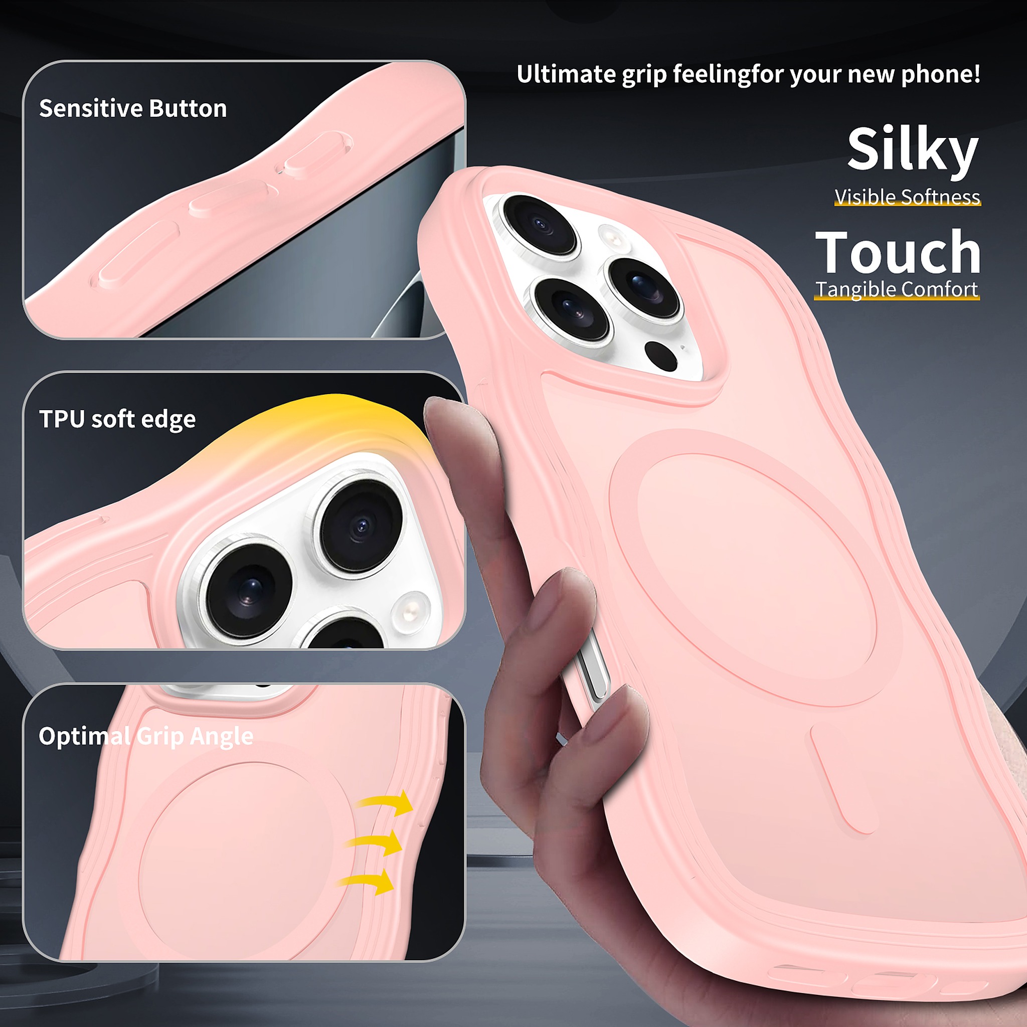 SendaFit Wavy Matte Two-in-One MagSafe Case for iPhone 16 Pro (Orange Accent) detail 11