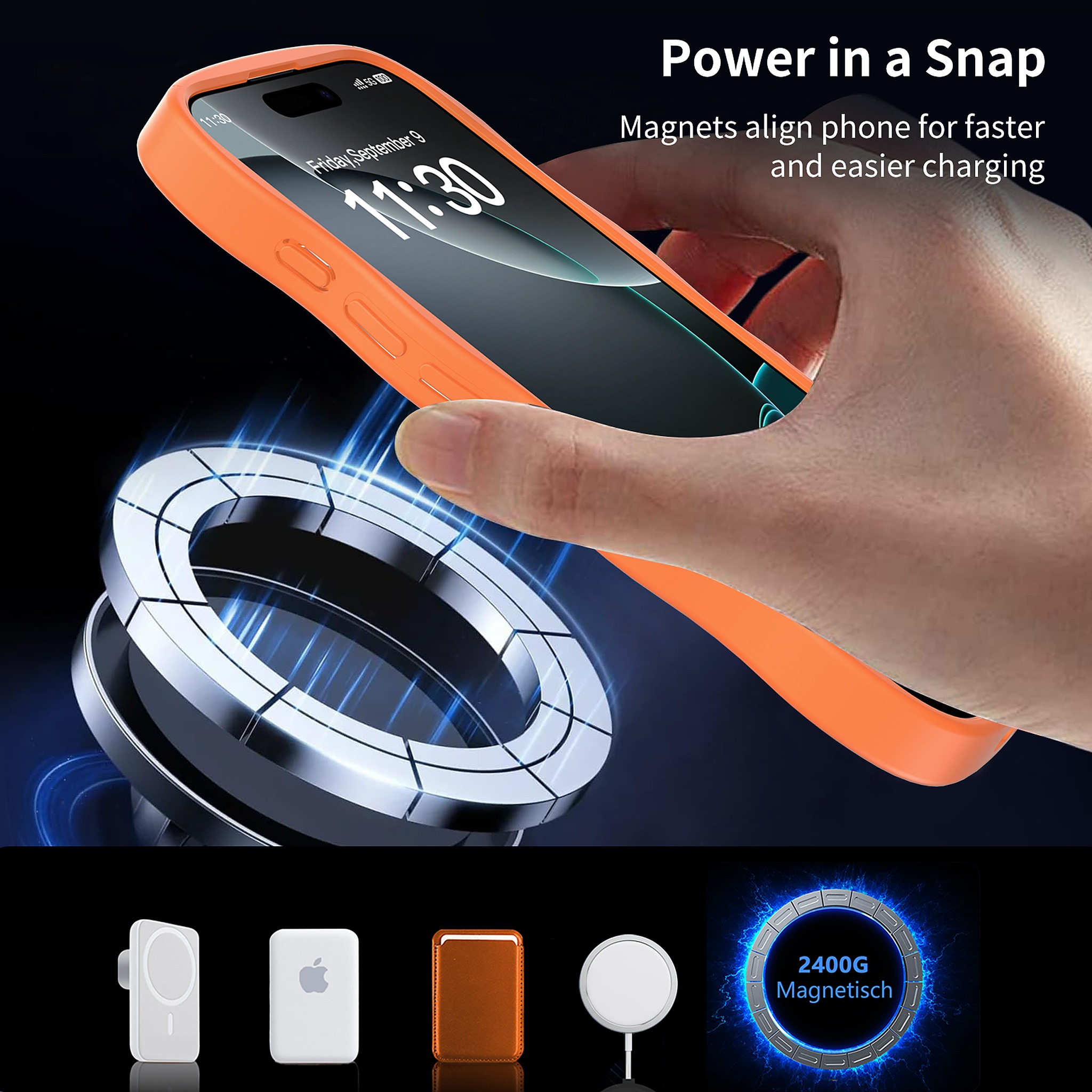 SendaFit Wavy Matte Two-in-One MagSafe Case for iPhone 16 Pro (Orange Accent) detail 27