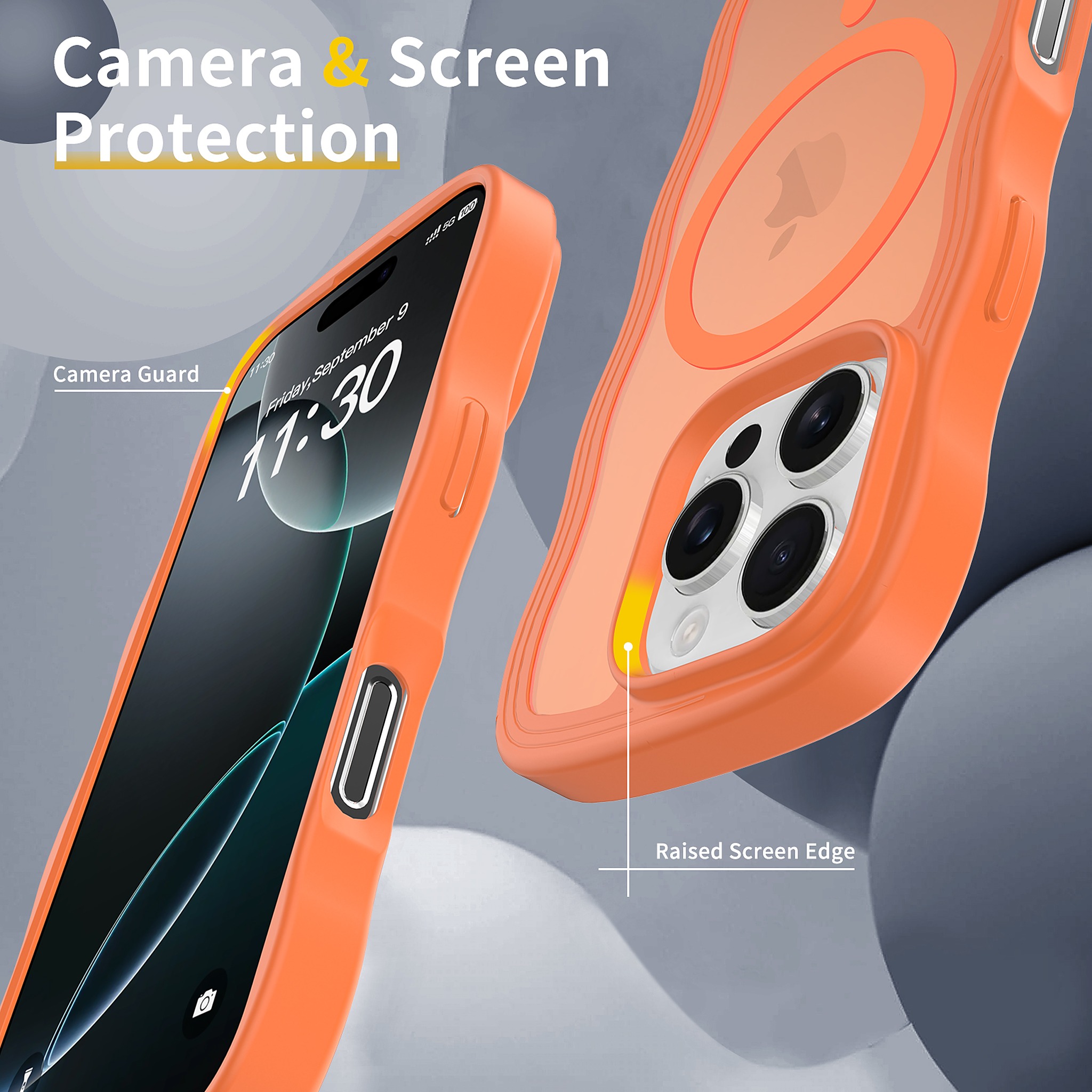 SendaFit Wavy Matte Two-in-One MagSafe Case for iPhone 16 Pro (Orange Accent) detail 31