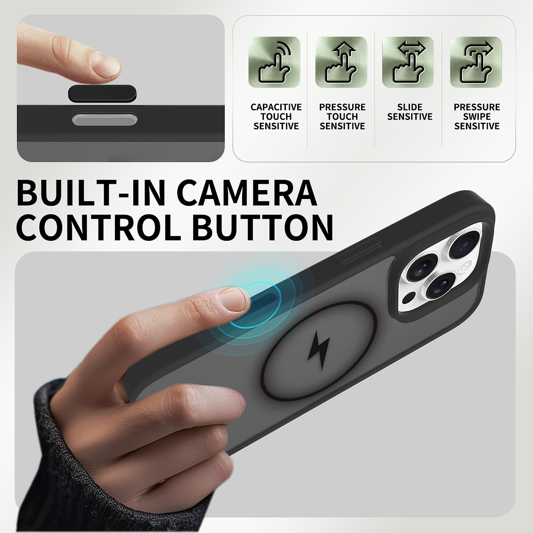 SendaFit Matte Skin-Feel Camera-Button Two-in-One MagSafe Case for iPhone 16 Pro detail 7