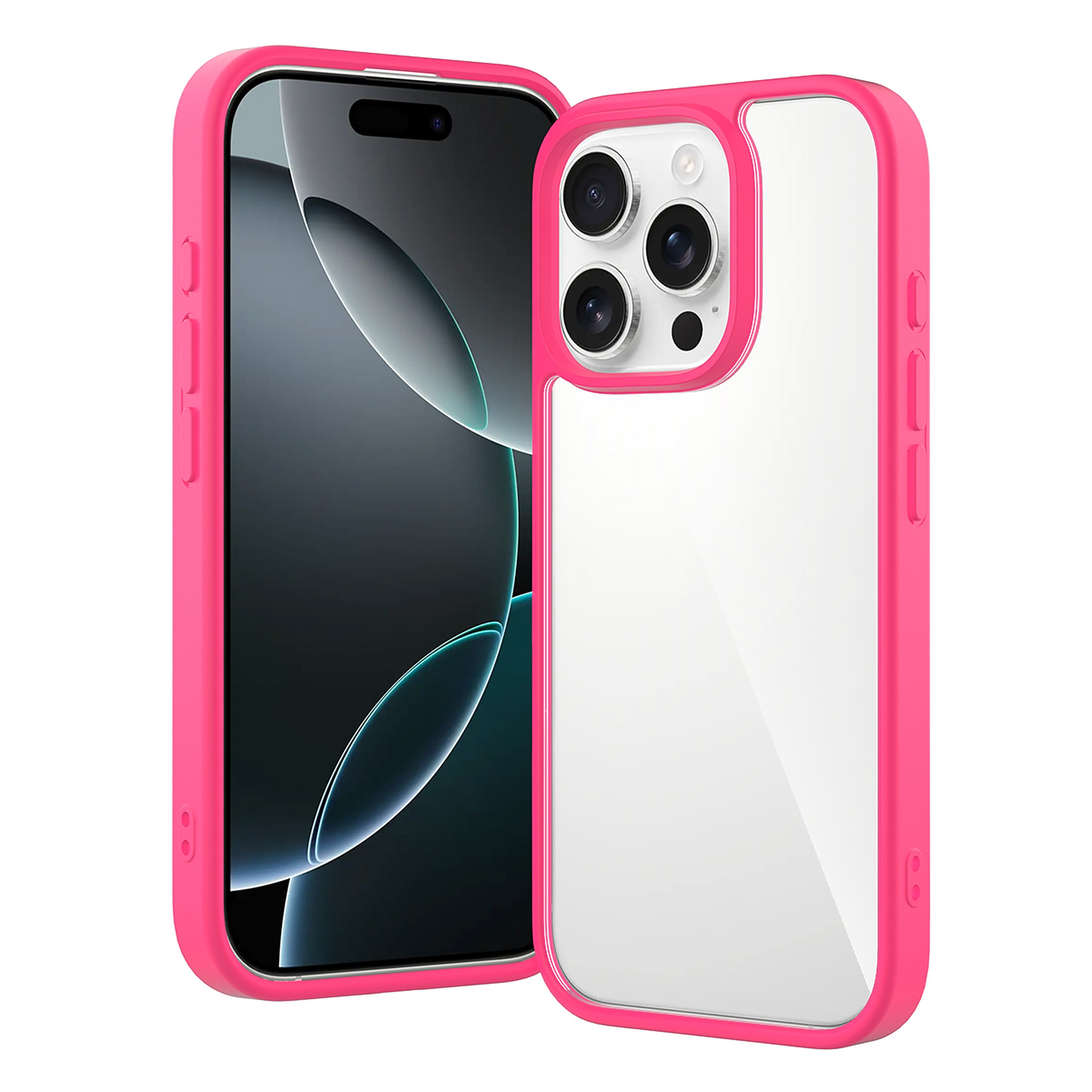 SendaFit Clear Two-in-One Case for iPhone 16 Pro - Rose Red
