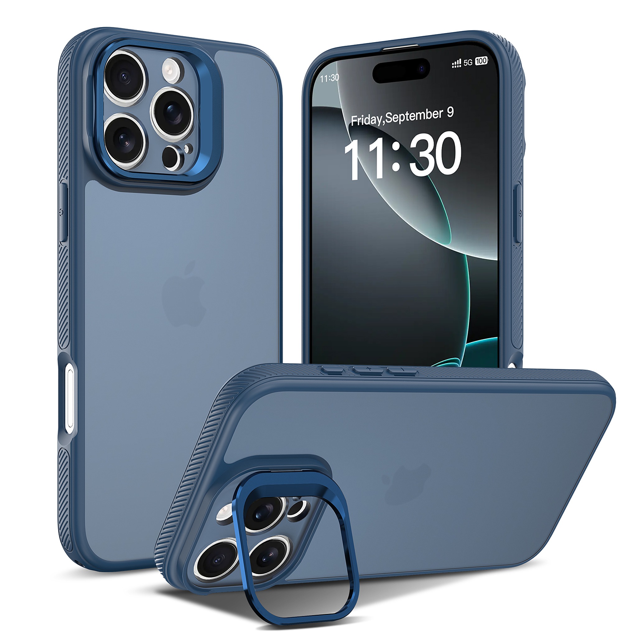 SendaFit Precise-Cutout Camera Stand Case for iPhone 16 Pro Max - Royal Blue