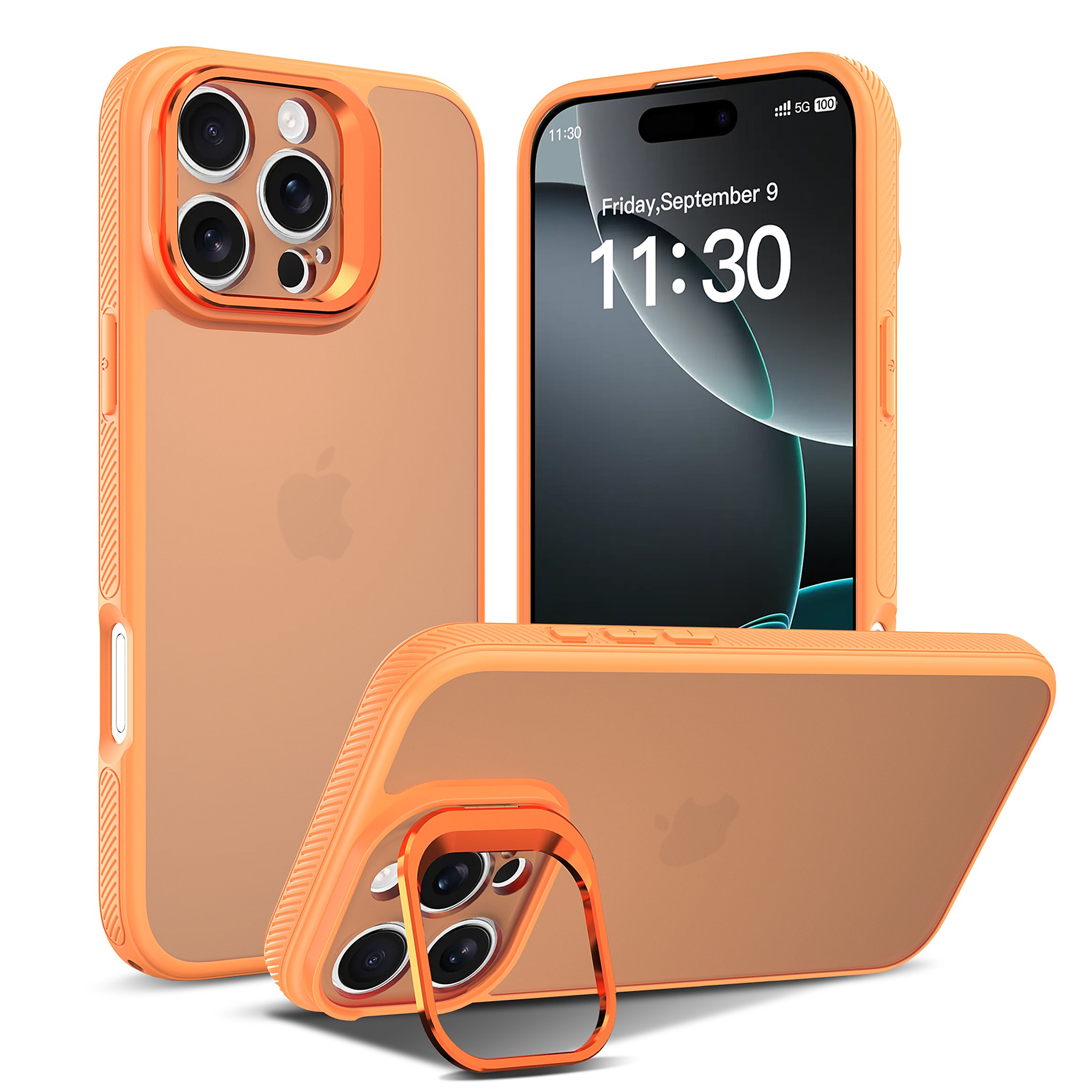 SendaFit Precise-Cutout Camera Stand Case for iPhone 16 Pro Max - Orange
