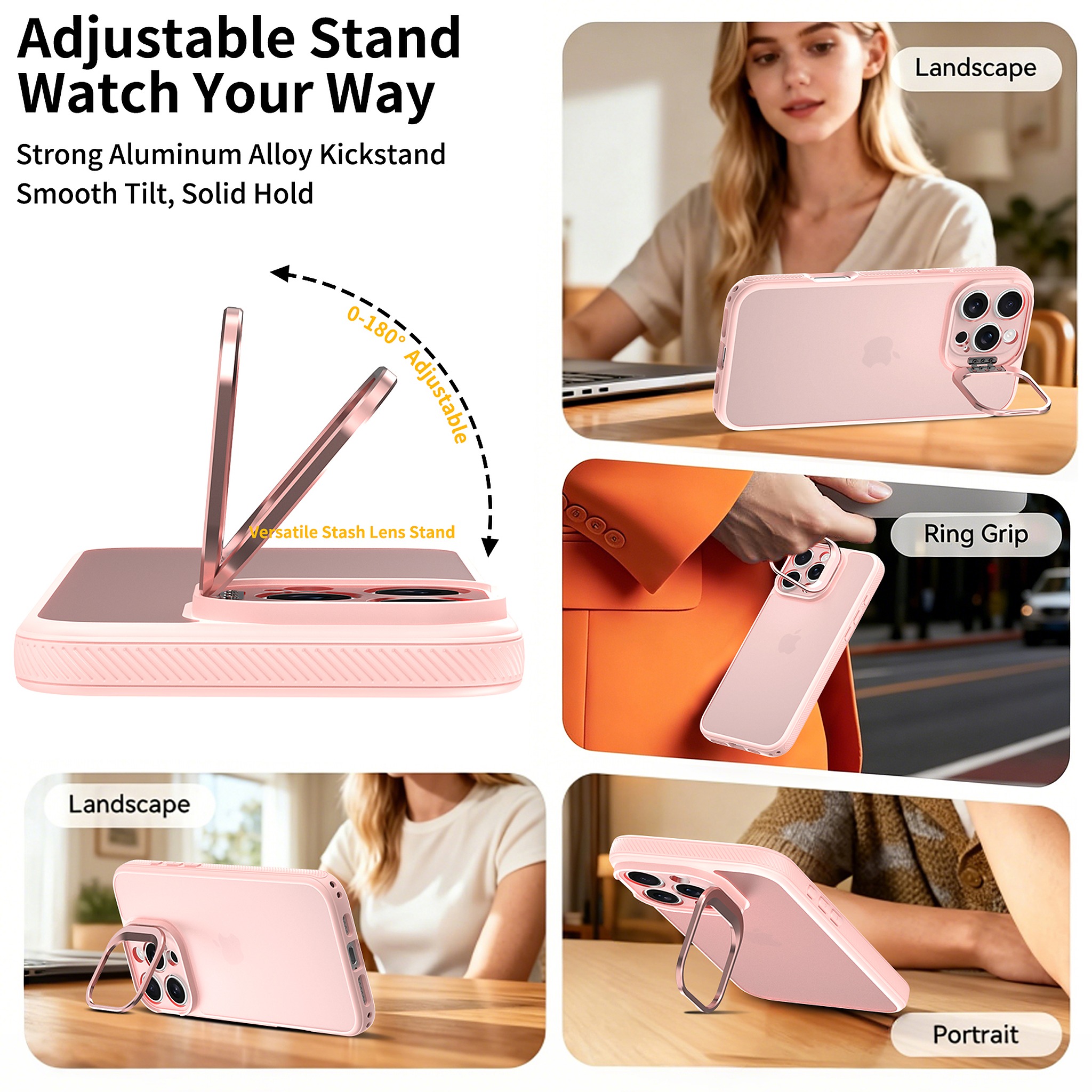 SendaFit Precise-Cutout Camera Stand Case for iPhone 16 Pro Max detail 13