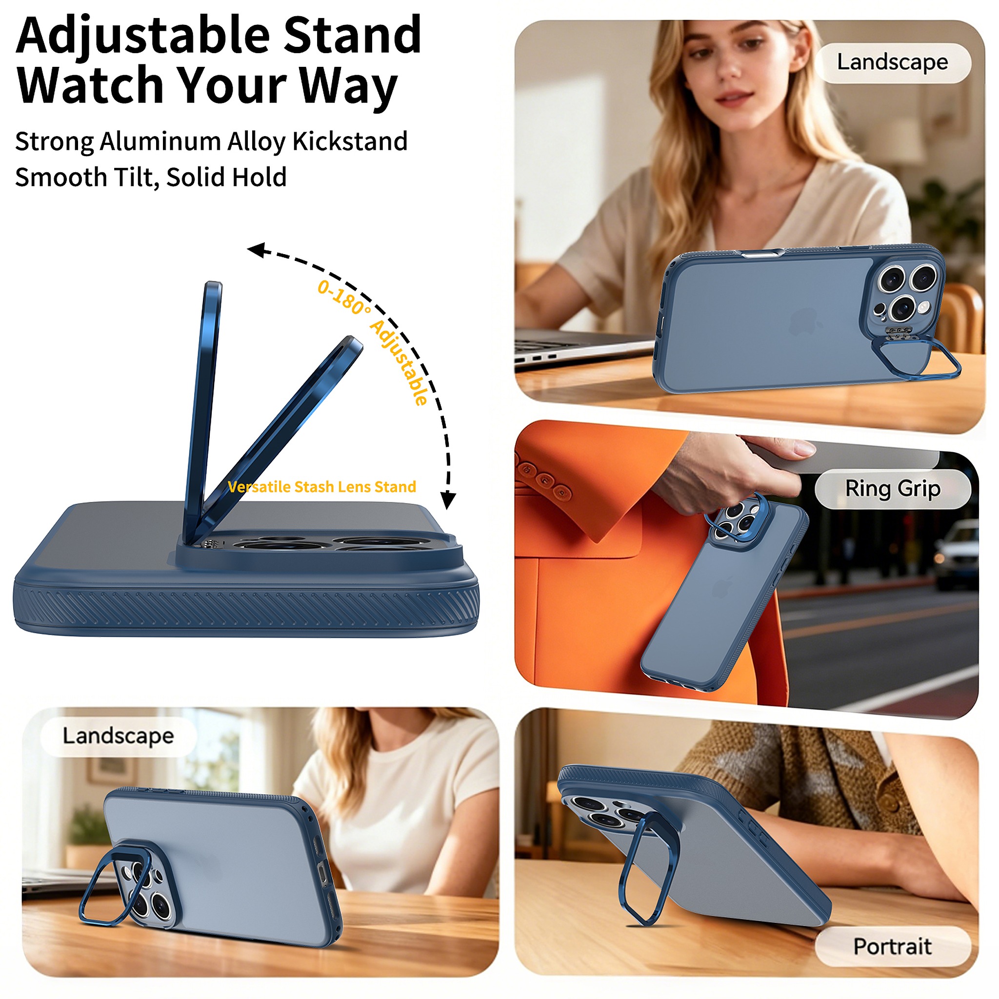 SendaFit Precise-Cutout Camera Stand Case for iPhone 16 Pro Max detail 17