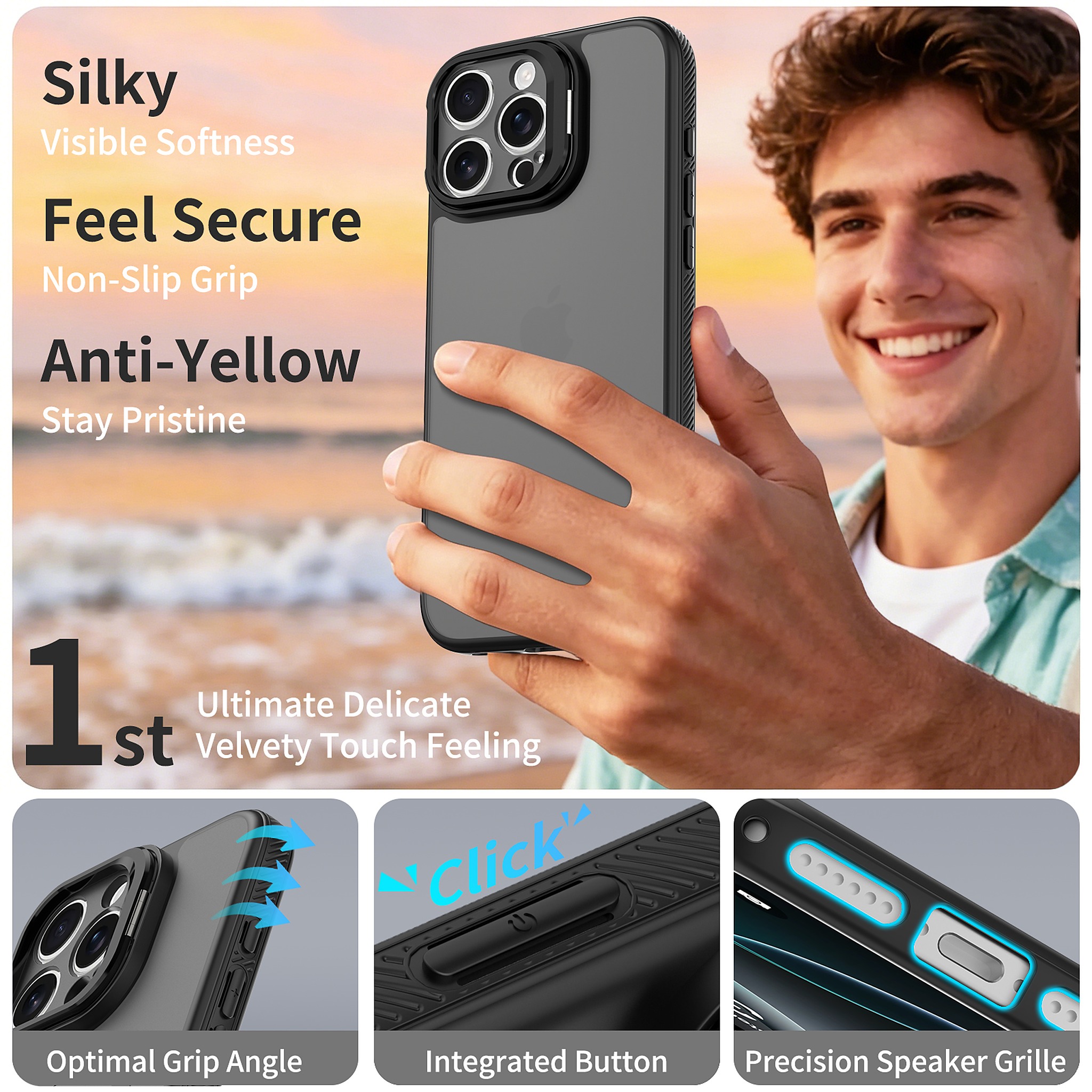 SendaFit Precise-Cutout Camera Stand Case for iPhone 16 Pro Max detail 3