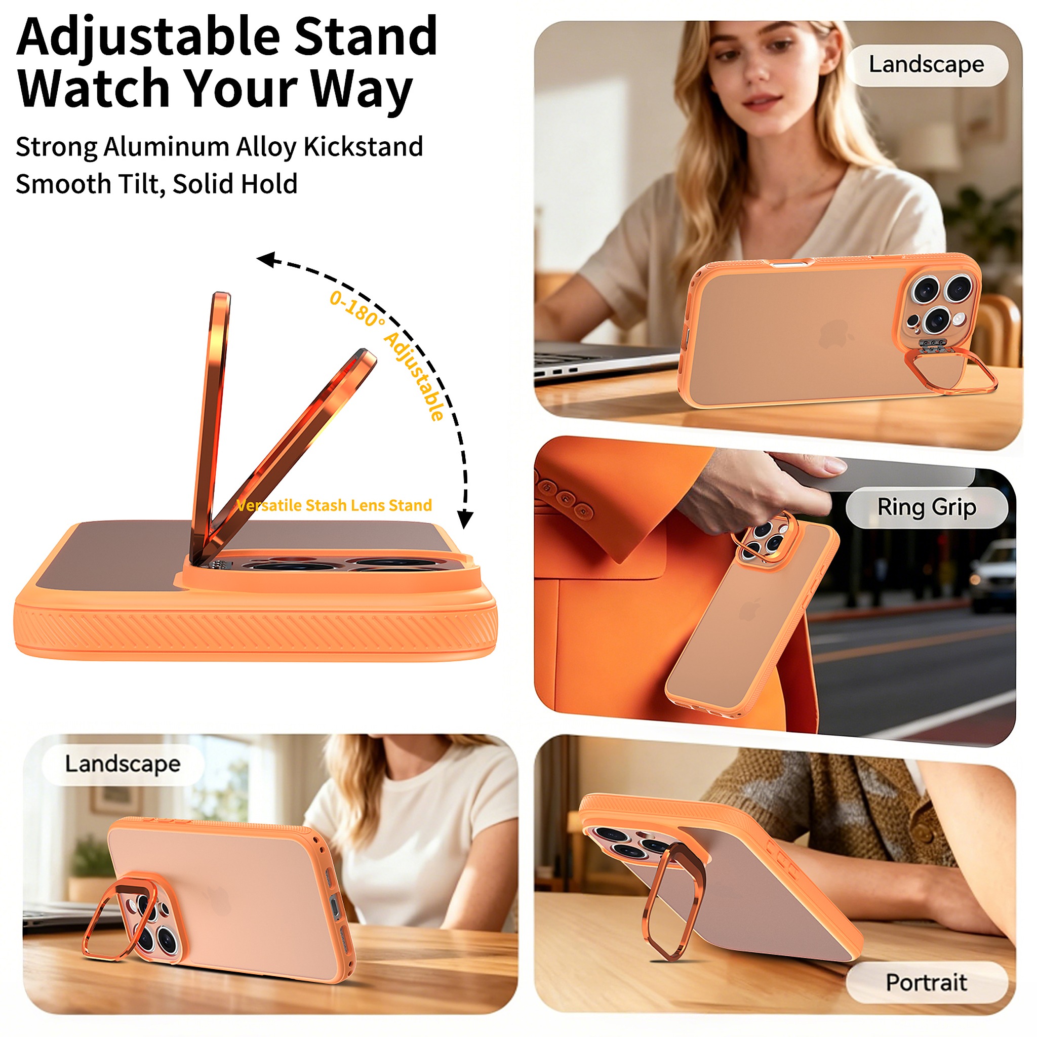 SendaFit Precise-Cutout Camera Stand Case for iPhone 16 Pro Max detail 5