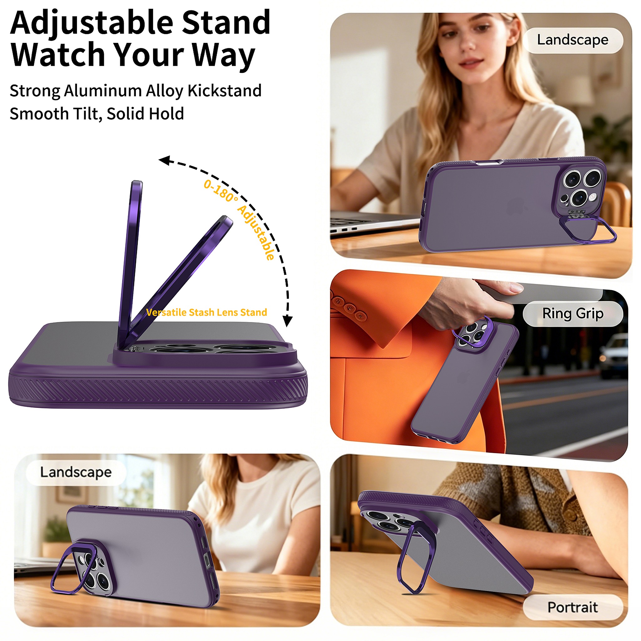 SendaFit Precise-Cutout Camera Stand Case for iPhone 16 Pro Max detail 9
