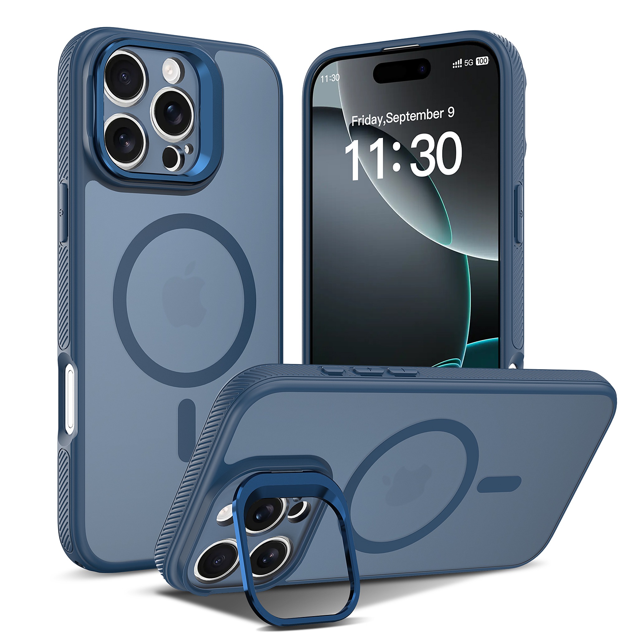 SendaFit Precise-Cutout Camera Stand MagSafe Case for iPhone 16 Pro Max - Royal Blue