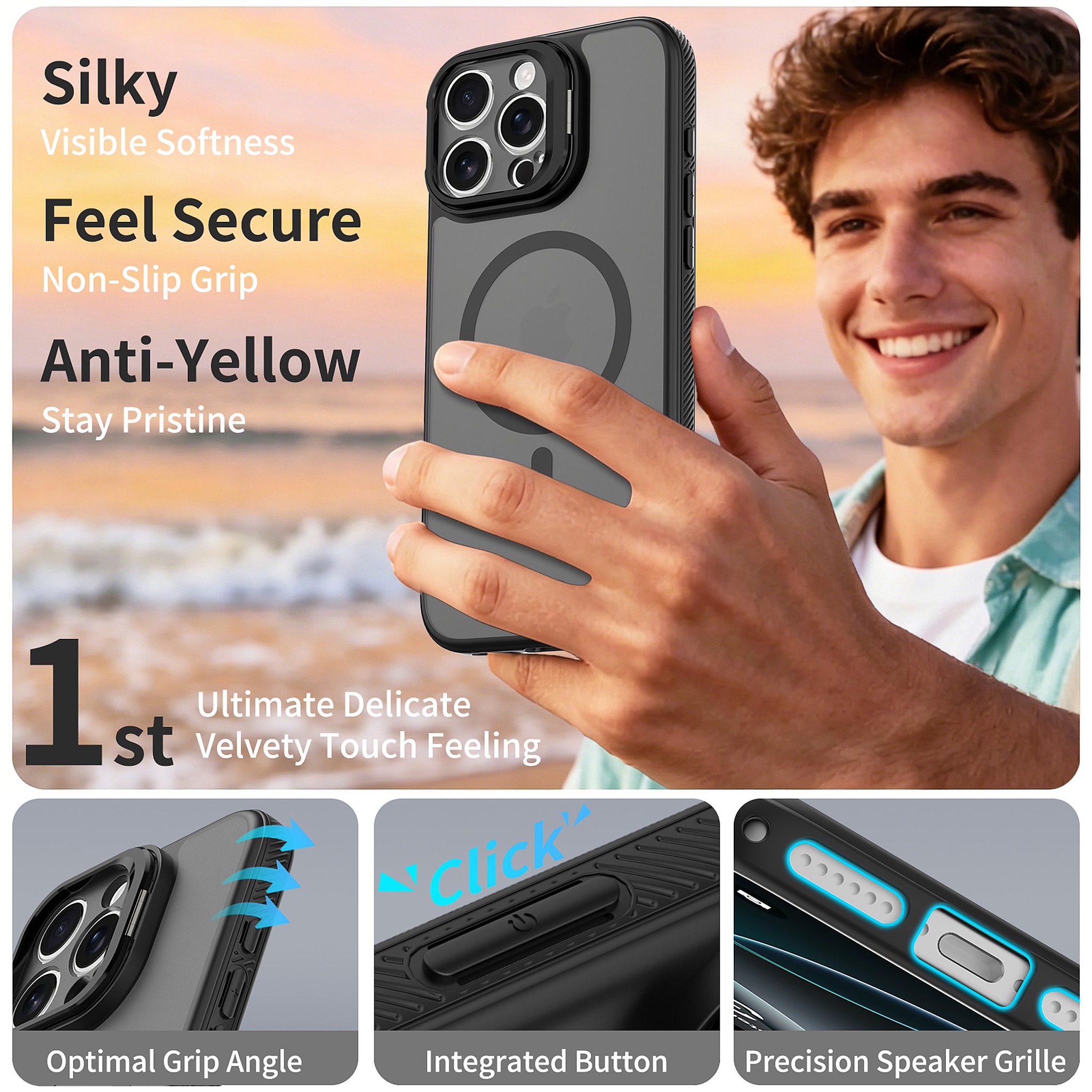 SendaFit Precise-Cutout Camera Stand MagSafe Case for iPhone 16 Pro Max detail 3