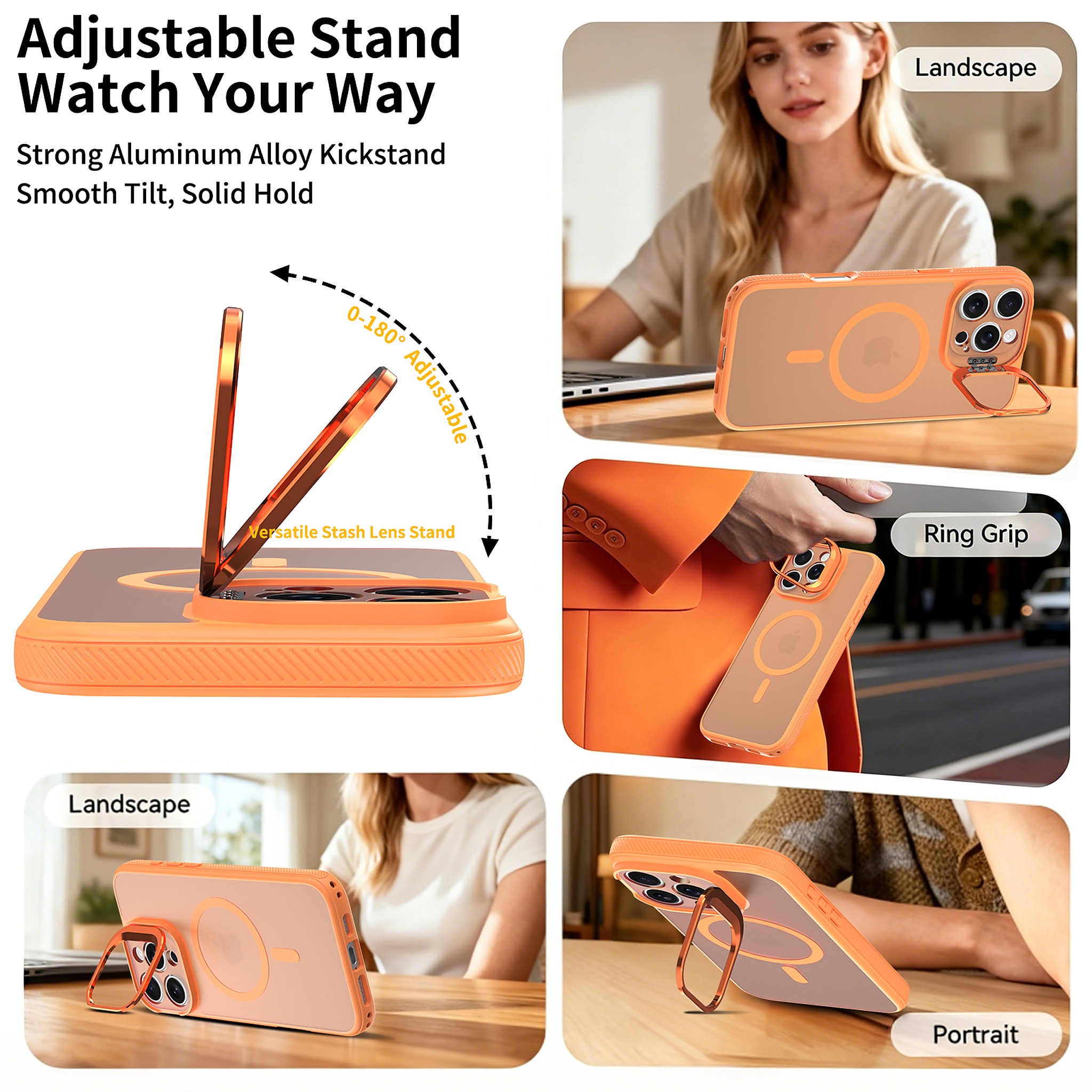 SendaFit Precise-Cutout Camera Stand MagSafe Case for iPhone 16 Pro Max detail 5