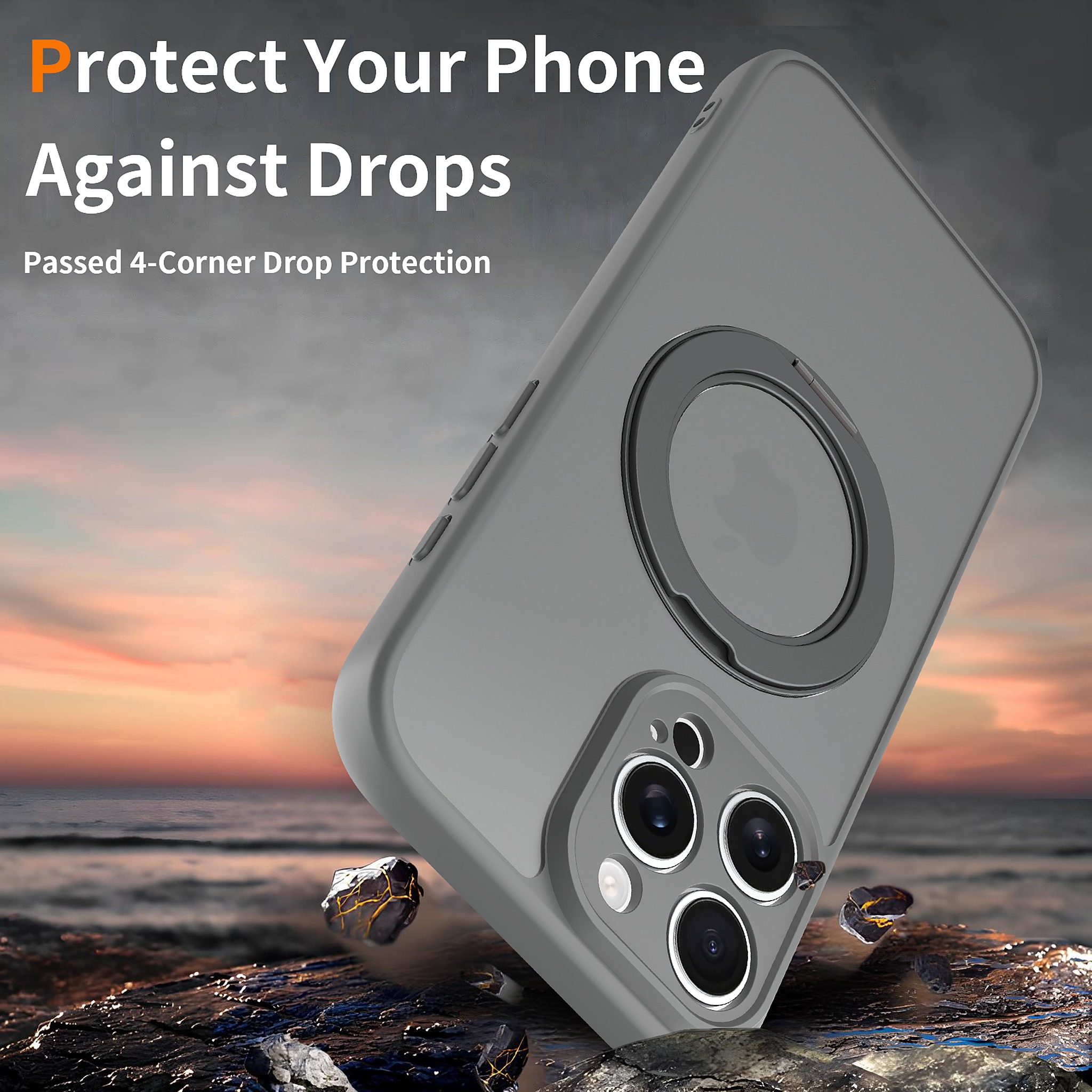 SendaFit Precise-Cutout Matte Skin-Feel 360° Stand Case for iPhone 16 Pro Max detail 2