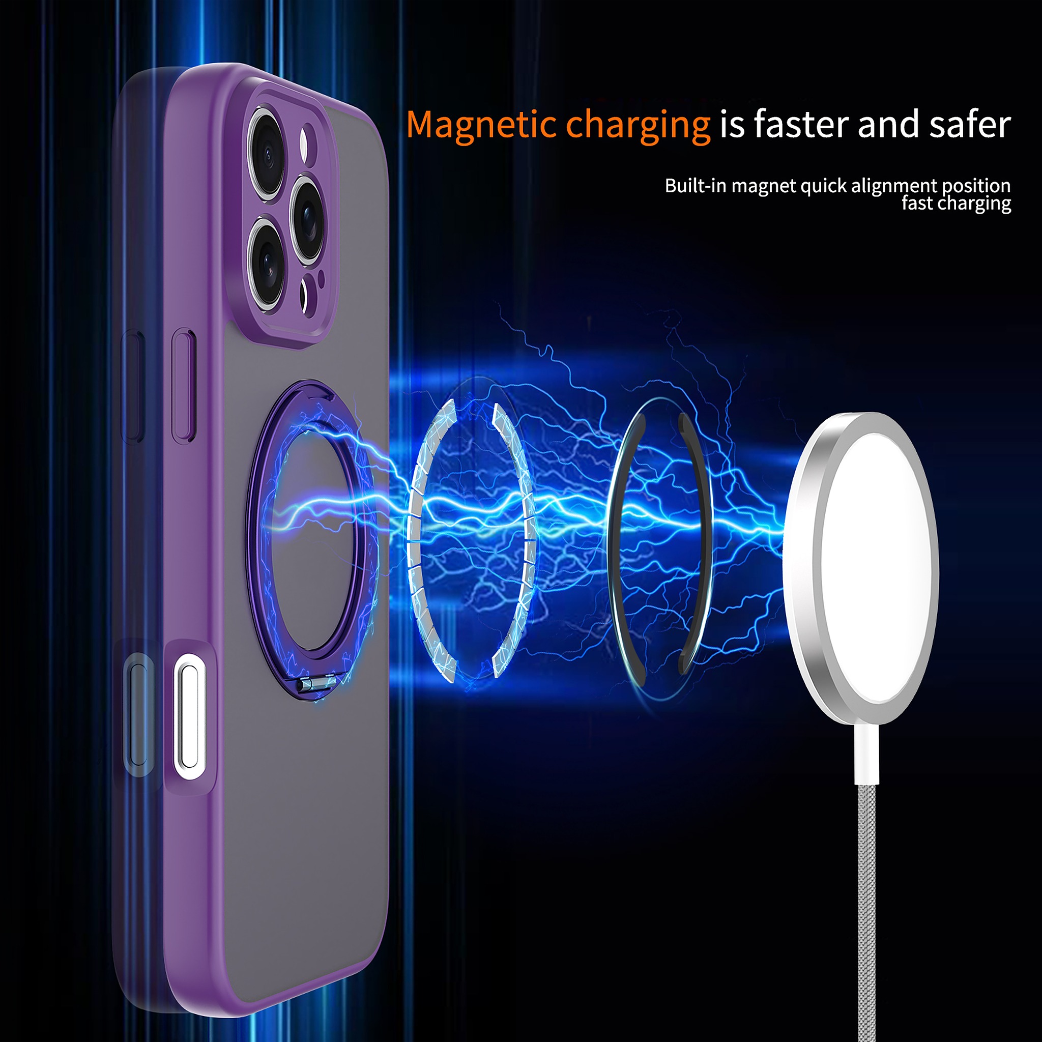 SendaFit Precise-Cutout Matte Skin-Feel 360° Stand Case for iPhone 16 Pro Max detail 24