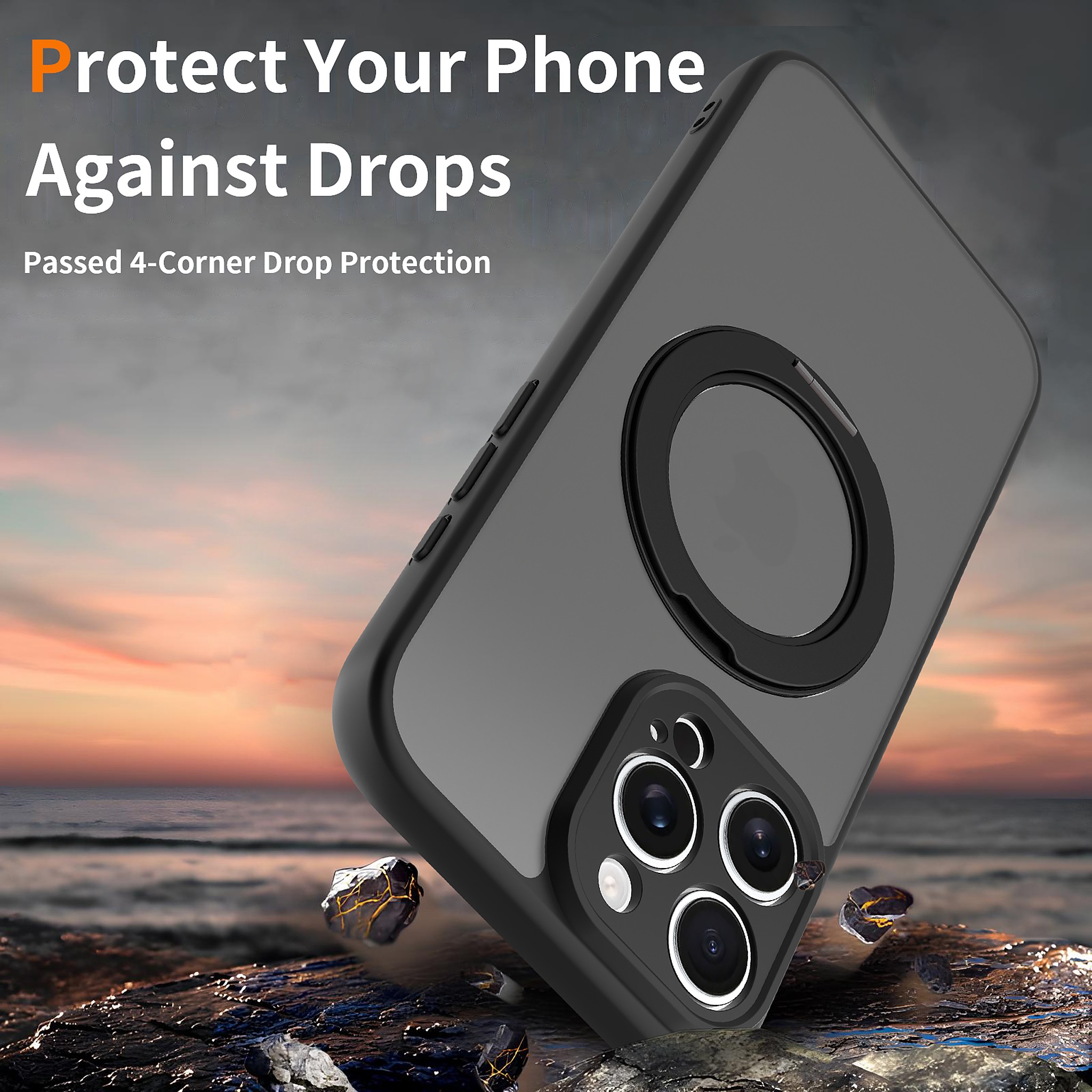 SendaFit Precise-Cutout Matte Skin-Feel 360° Stand Case for iPhone 16 Pro Max detail 3