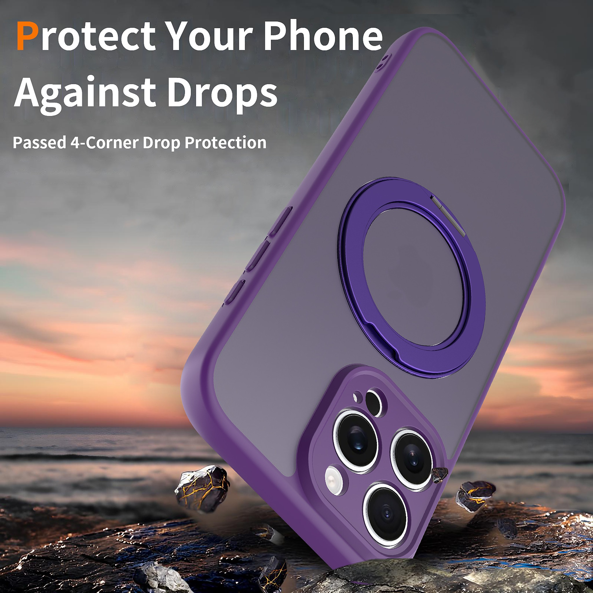 SendaFit Precise-Cutout Matte Skin-Feel 360° Stand Case for iPhone 16 Pro Max detail 4