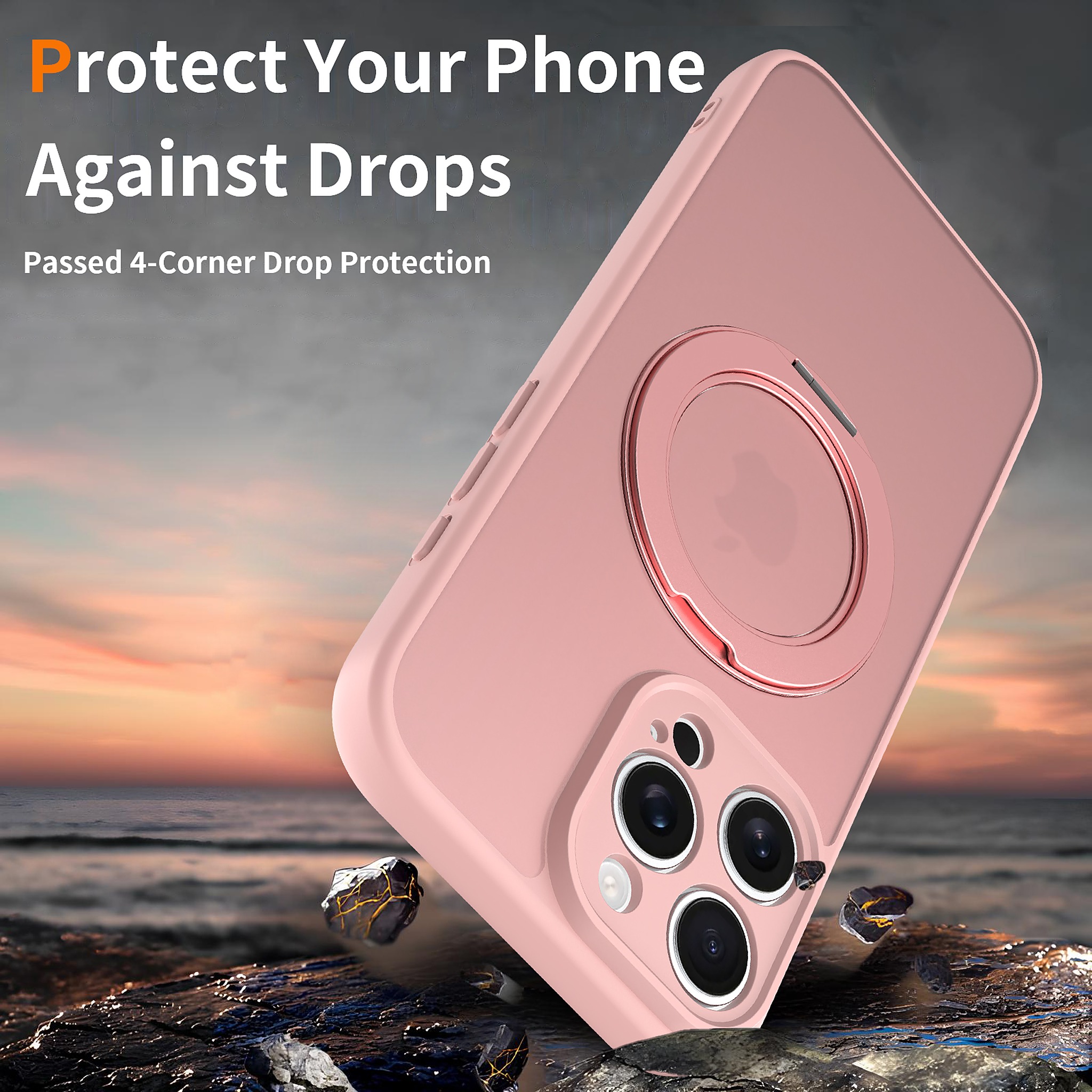 SendaFit Precise-Cutout Matte Skin-Feel 360° Stand Case for iPhone 16 Pro Max detail 5