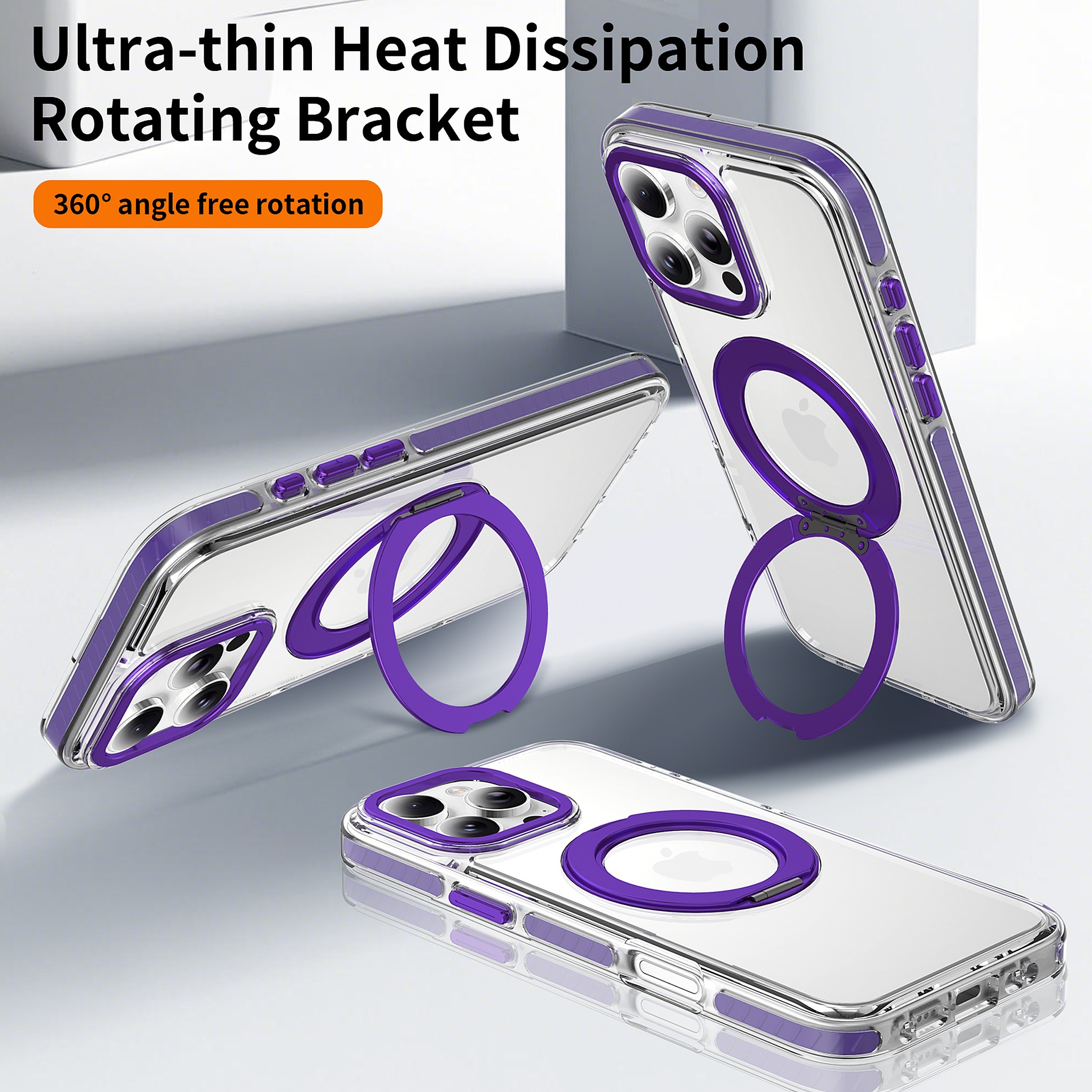 SendaFit Iridescent Clear 360° Stand Case for iPhone 16 Pro Max detail 10