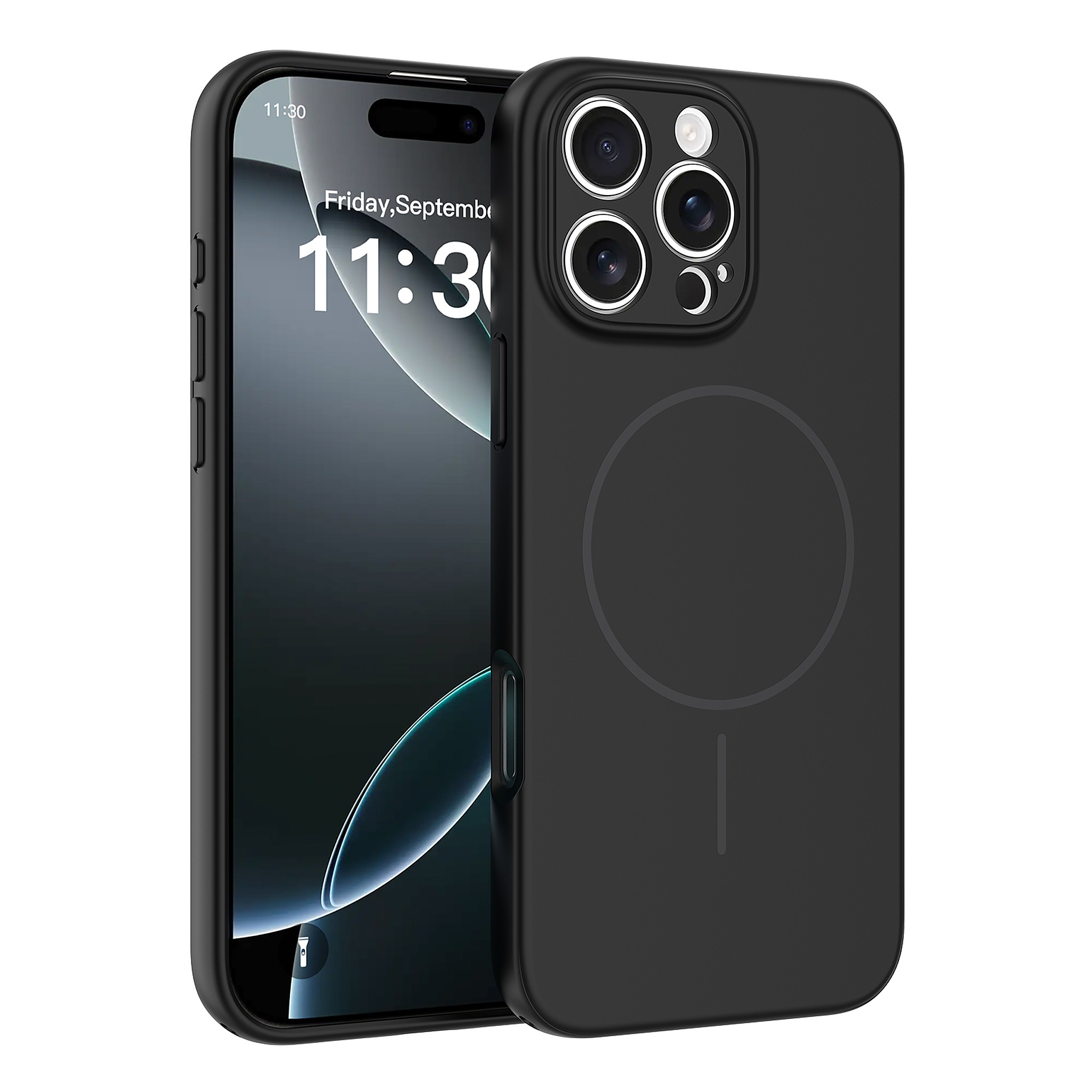 SendaFit Solid-Color Two-in-One MagSafe Case for iPhone 16 Pro Max - Black