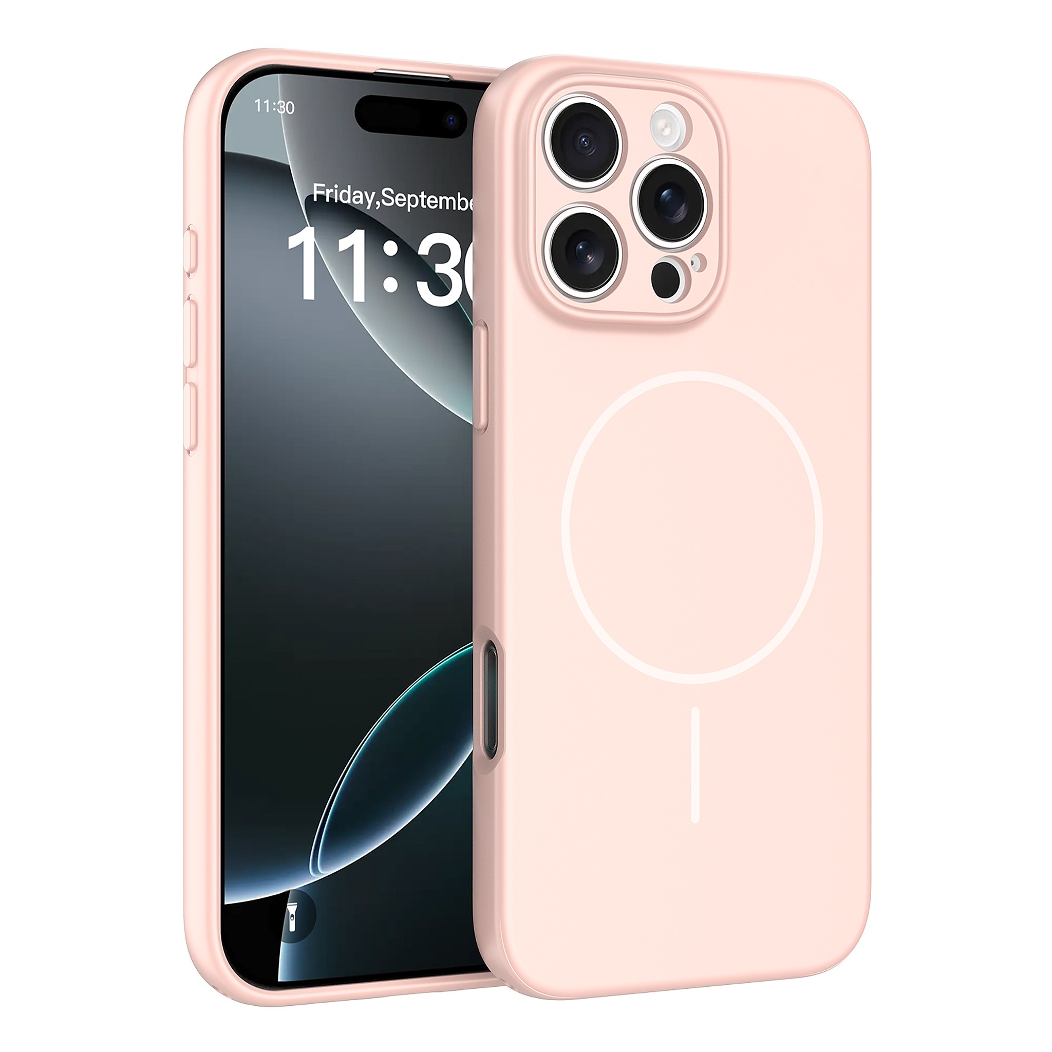SendaFit Solid-Color Two-in-One MagSafe Case for iPhone 16 Pro Max - Light Pink