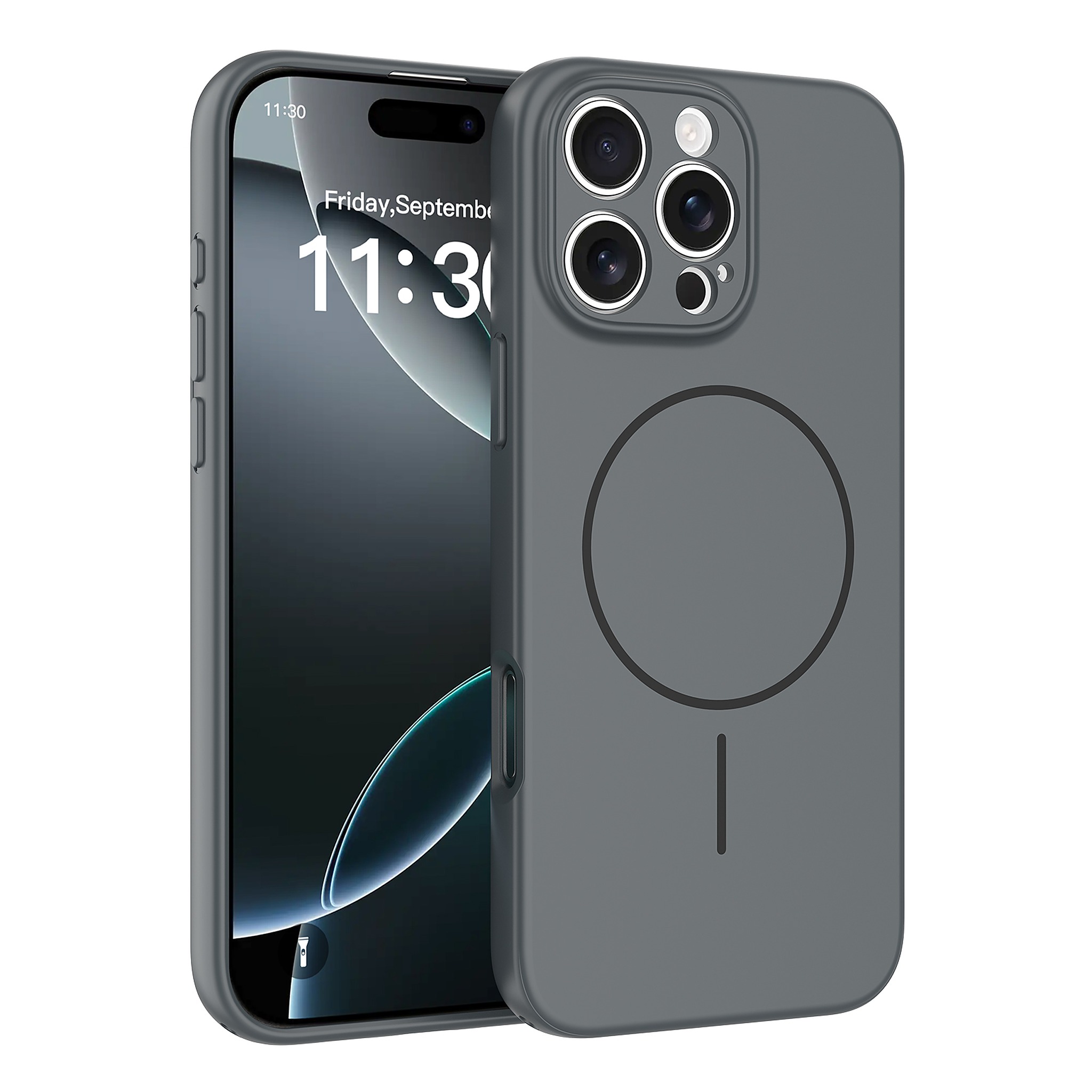 SendaFit Solid-Color Two-in-One MagSafe Case for iPhone 16 Pro Max - Dark Gray