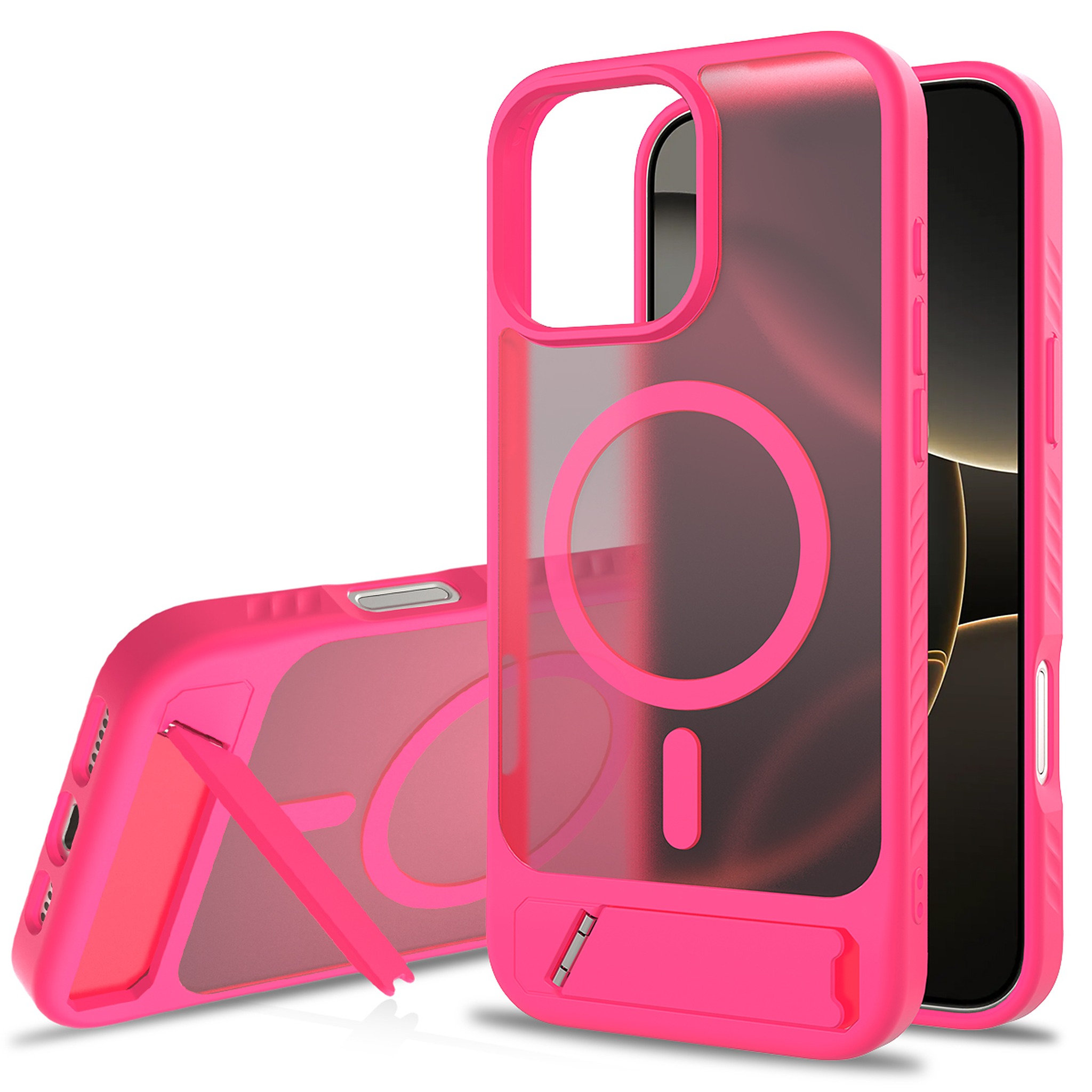 SendaFit Matte 45° Kickstand Case for iPhone 16 Pro Max - Rose Red