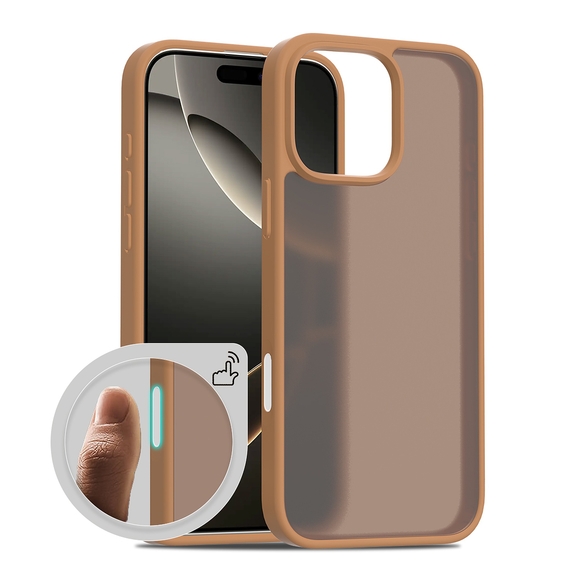SendaFit Matte Skin-Feel Camera-Button Two-in-One Case for iPhone 16 Pro Max - Coffee Brown