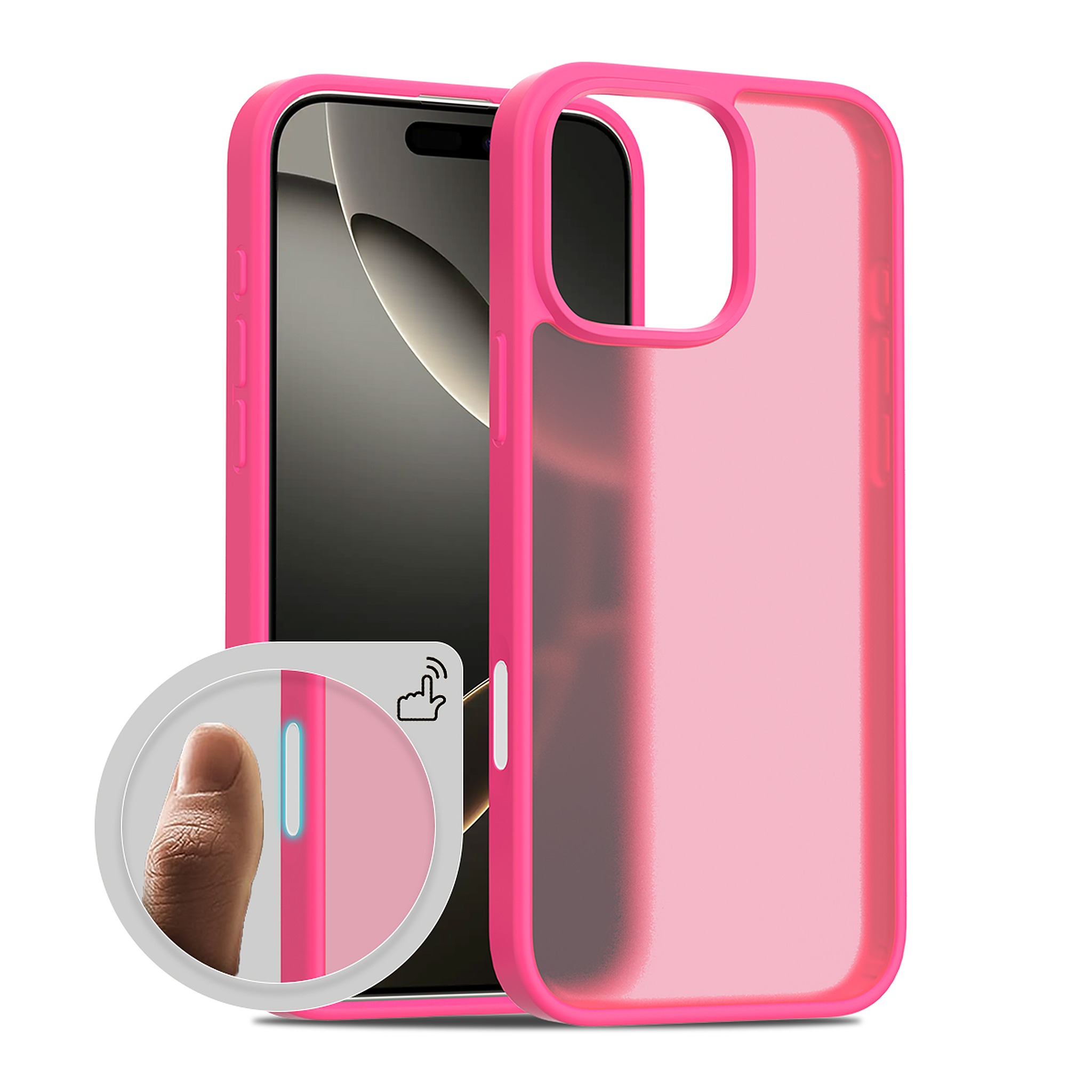 SendaFit Matte Skin-Feel Camera-Button Two-in-One Case for iPhone 16 Pro Max - Rose Red