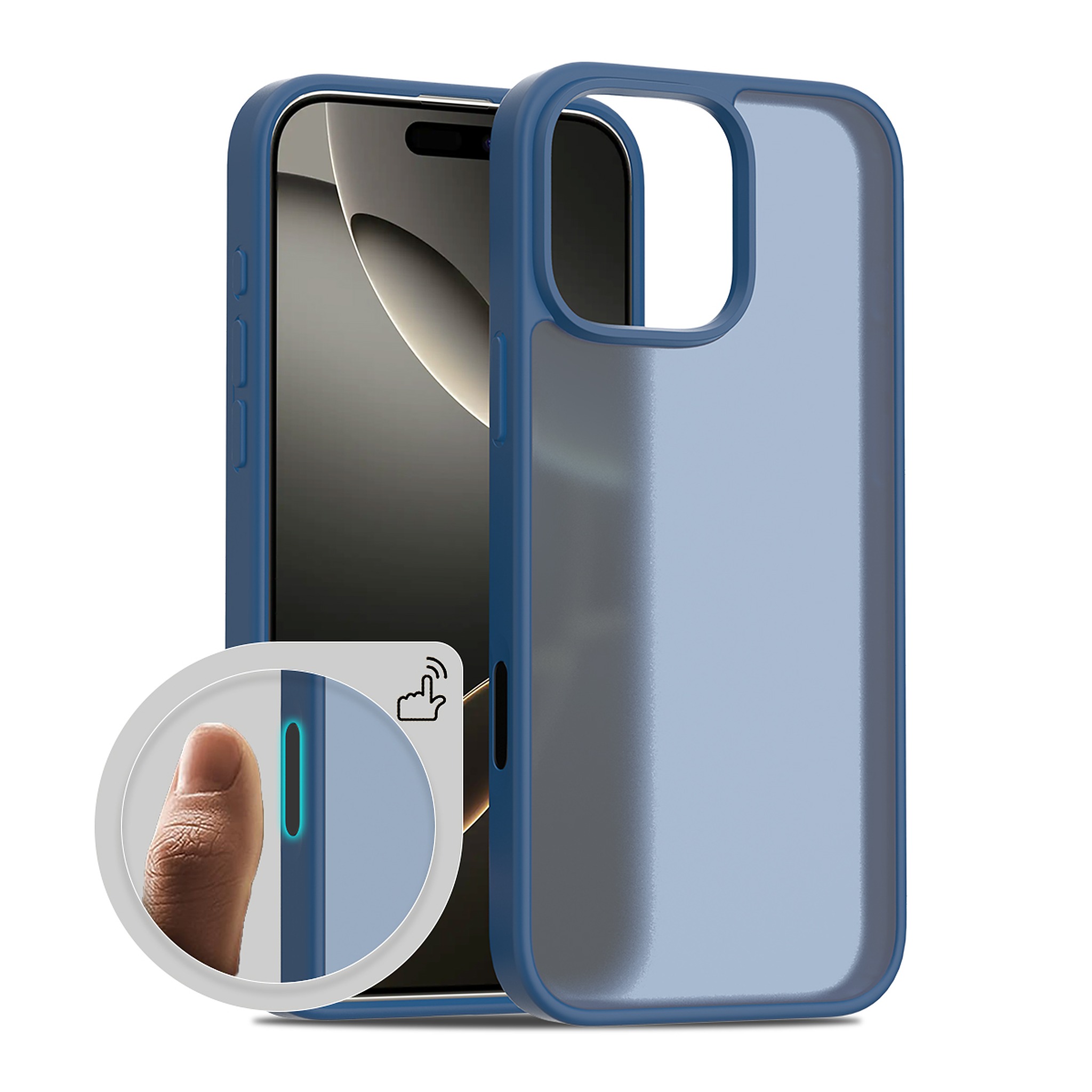 SendaFit Matte Skin-Feel Camera-Button Two-in-One Case for iPhone 16 Pro Max - Royal Blue