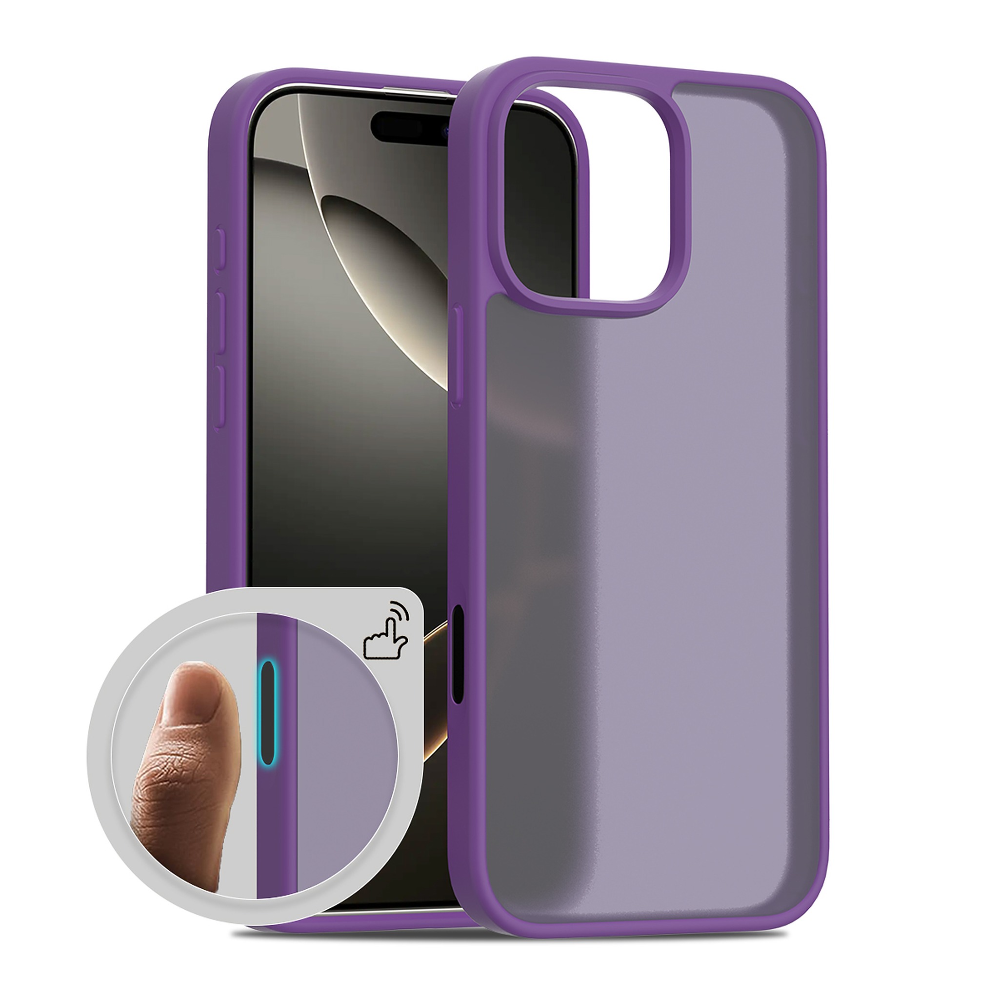 SendaFit Matte Skin-Feel Camera-Button Two-in-One Case for iPhone 16 Pro Max - Deep Purple