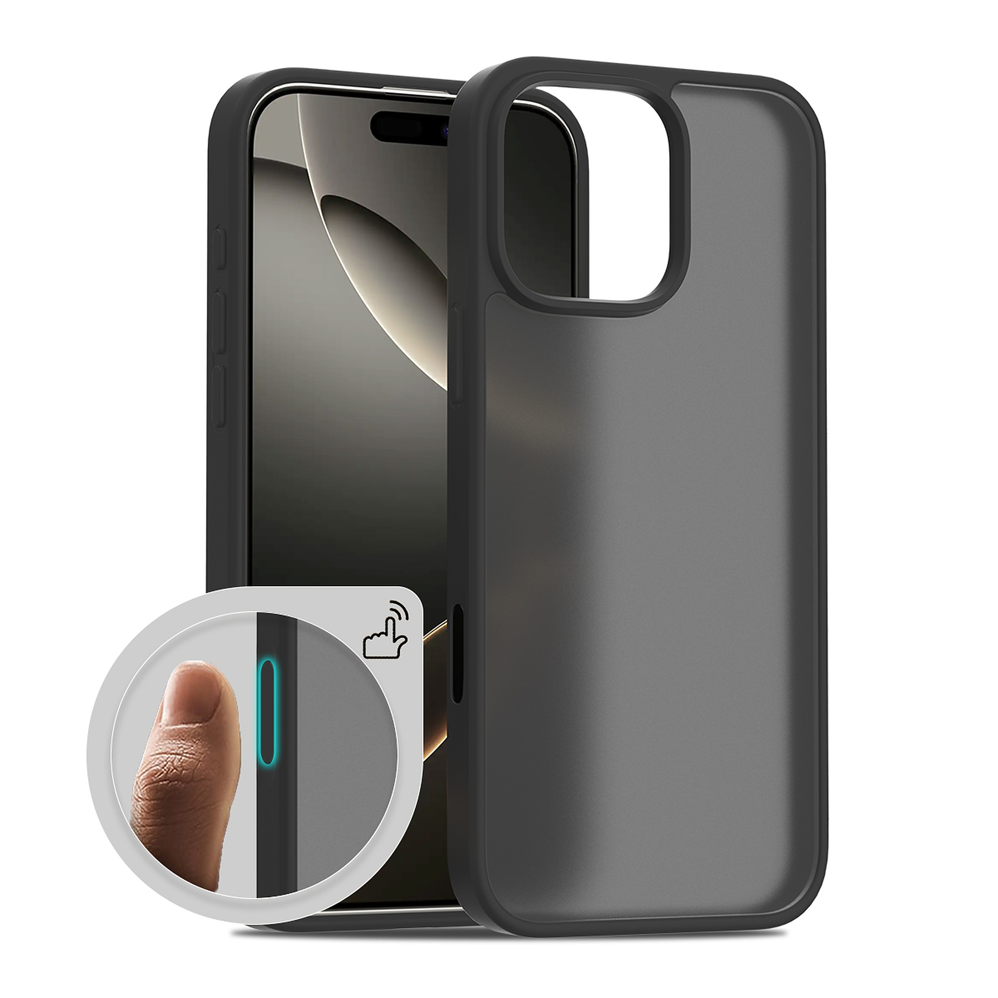 SendaFit Matte Skin-Feel Camera-Button Two-in-One Case for iPhone 16 Pro Max - Matte Black