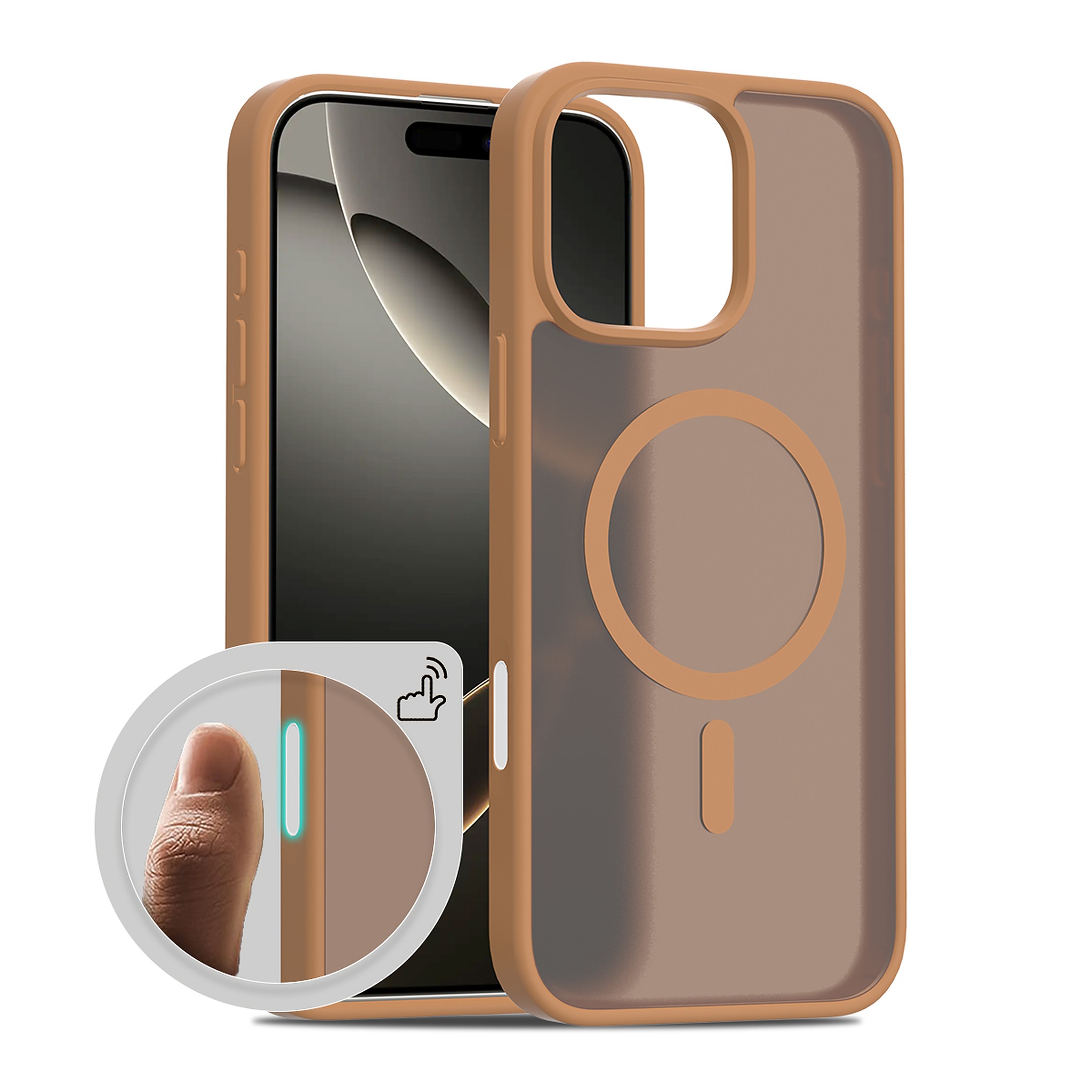 SendaFit Matte Skin-Feel Camera-Button Two-in-One MagSafe Case for iPhone 16 Pro Max - Coffee Brown