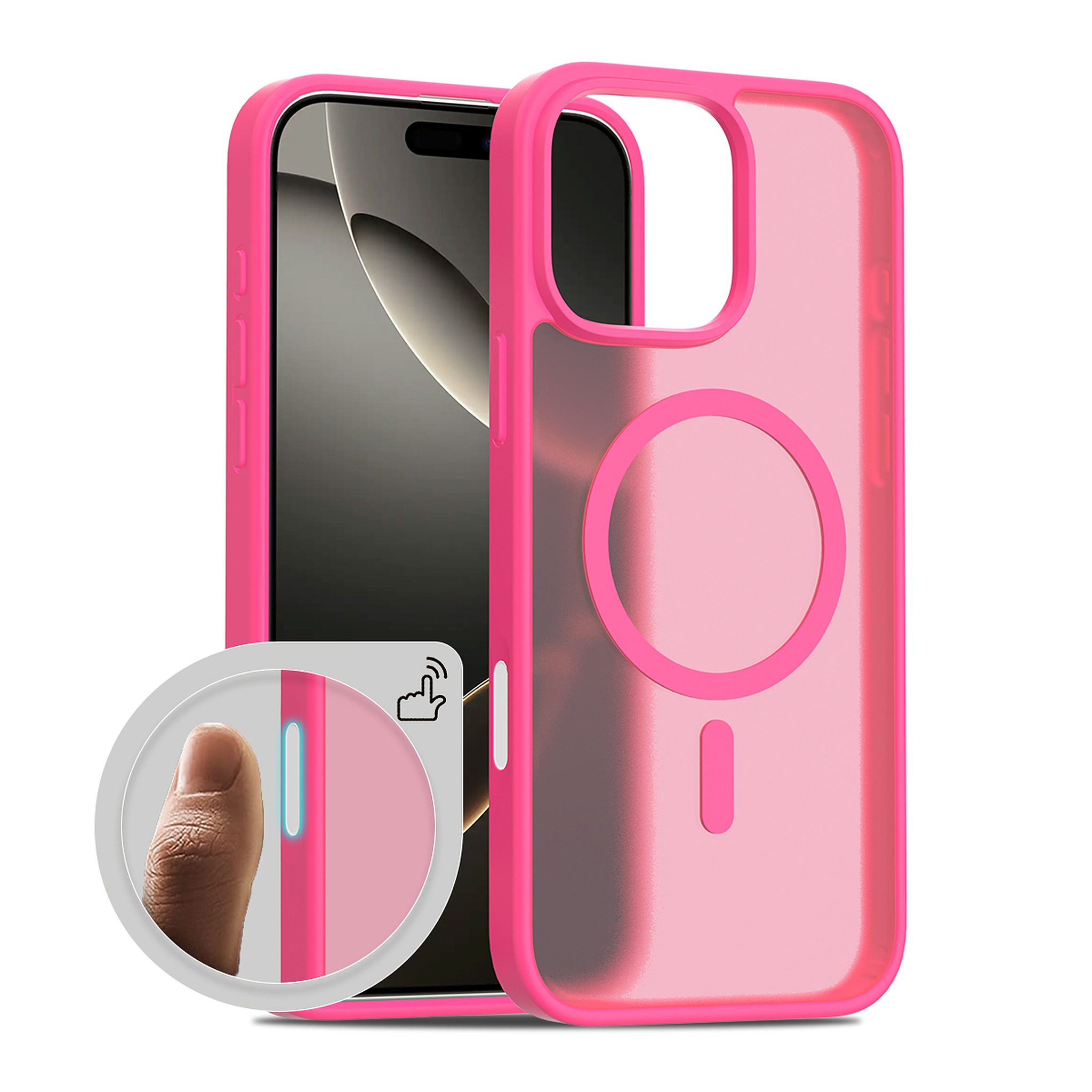 SendaFit Matte Skin-Feel Camera-Button Two-in-One MagSafe Case for iPhone 16 Pro Max - Rose Red