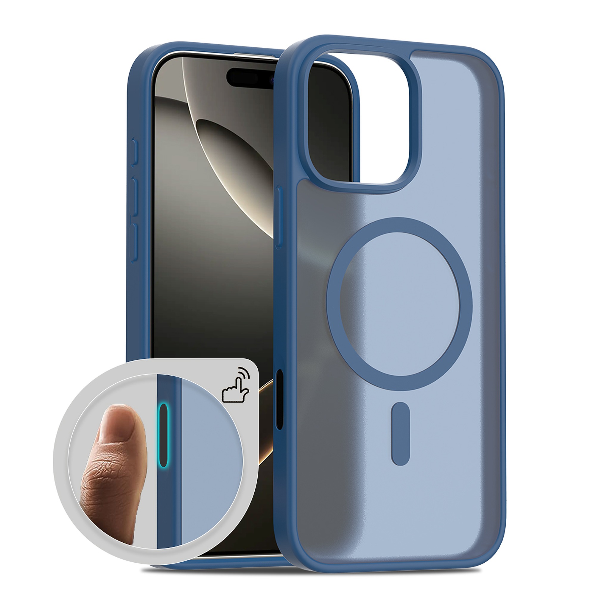 SendaFit Matte Skin-Feel Camera-Button Two-in-One MagSafe Case for iPhone 16 Pro Max - Royal Blue
