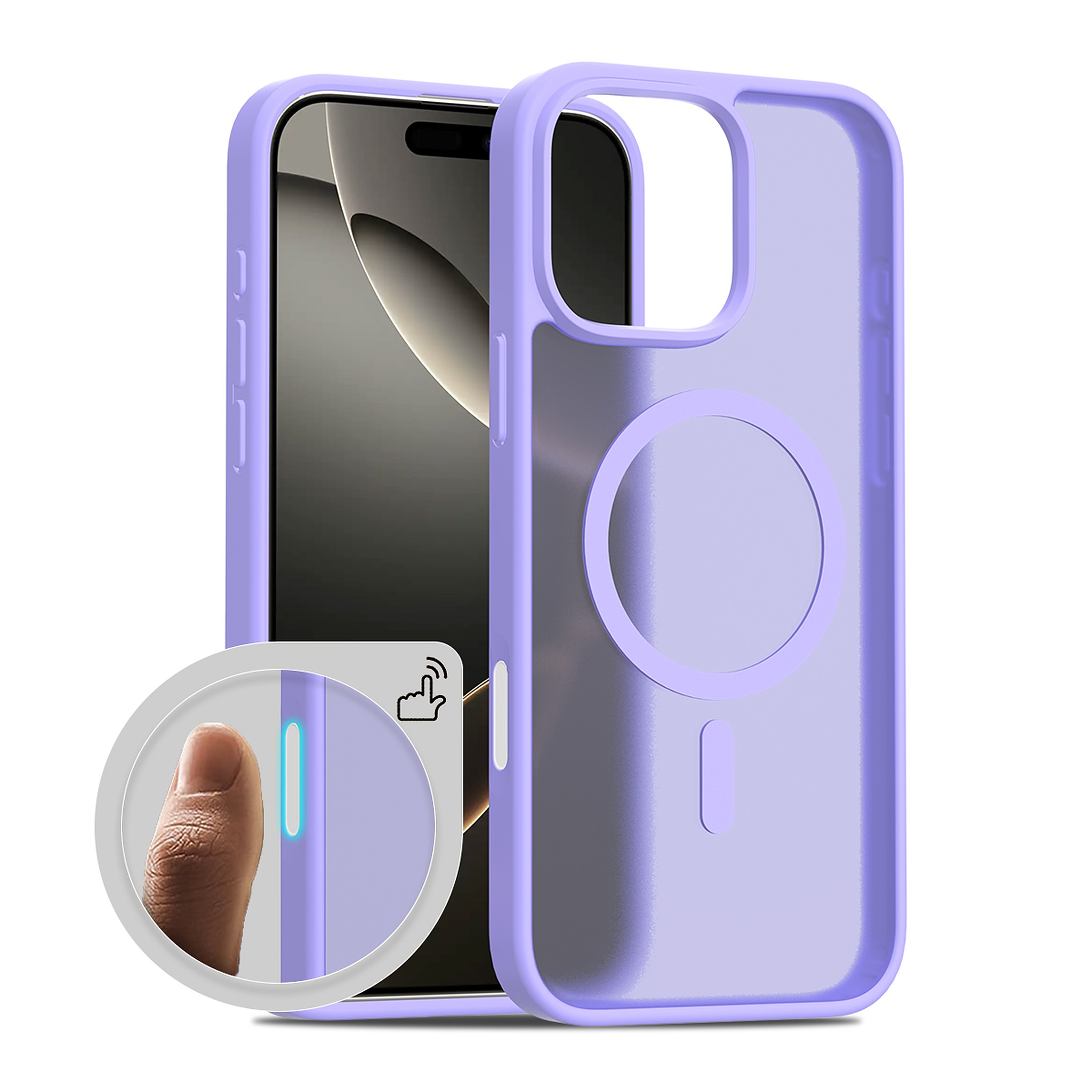 SendaFit Matte Skin-Feel Camera-Button Two-in-One MagSafe Case for iPhone 16 Pro Max - Light Purple