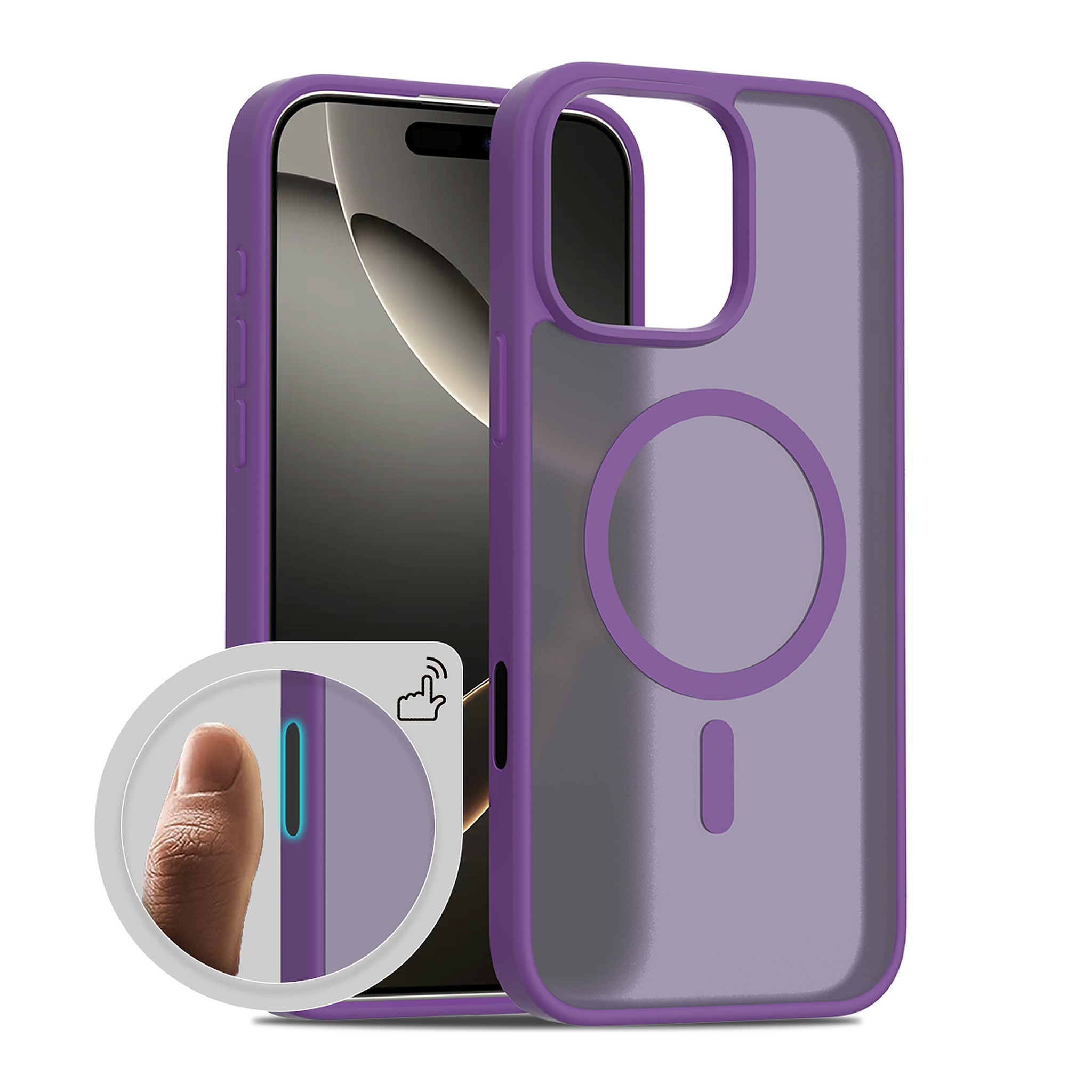 SendaFit Matte Skin-Feel Camera-Button Two-in-One MagSafe Case for iPhone 16 Pro Max - Deep Purple