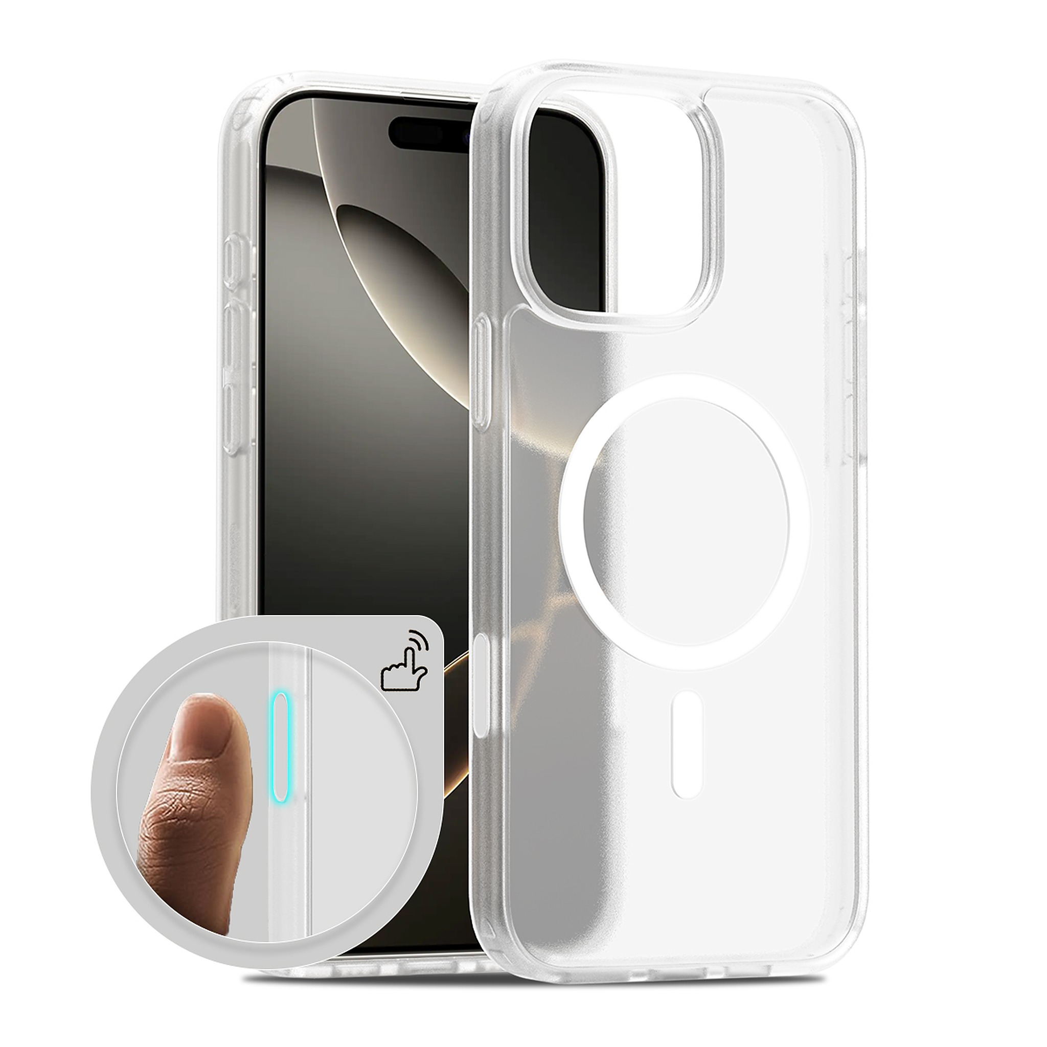 SendaFit Matte Skin-Feel Camera-Button Two-in-One MagSafe Case for iPhone 16 Pro Max - Frosted Clear
