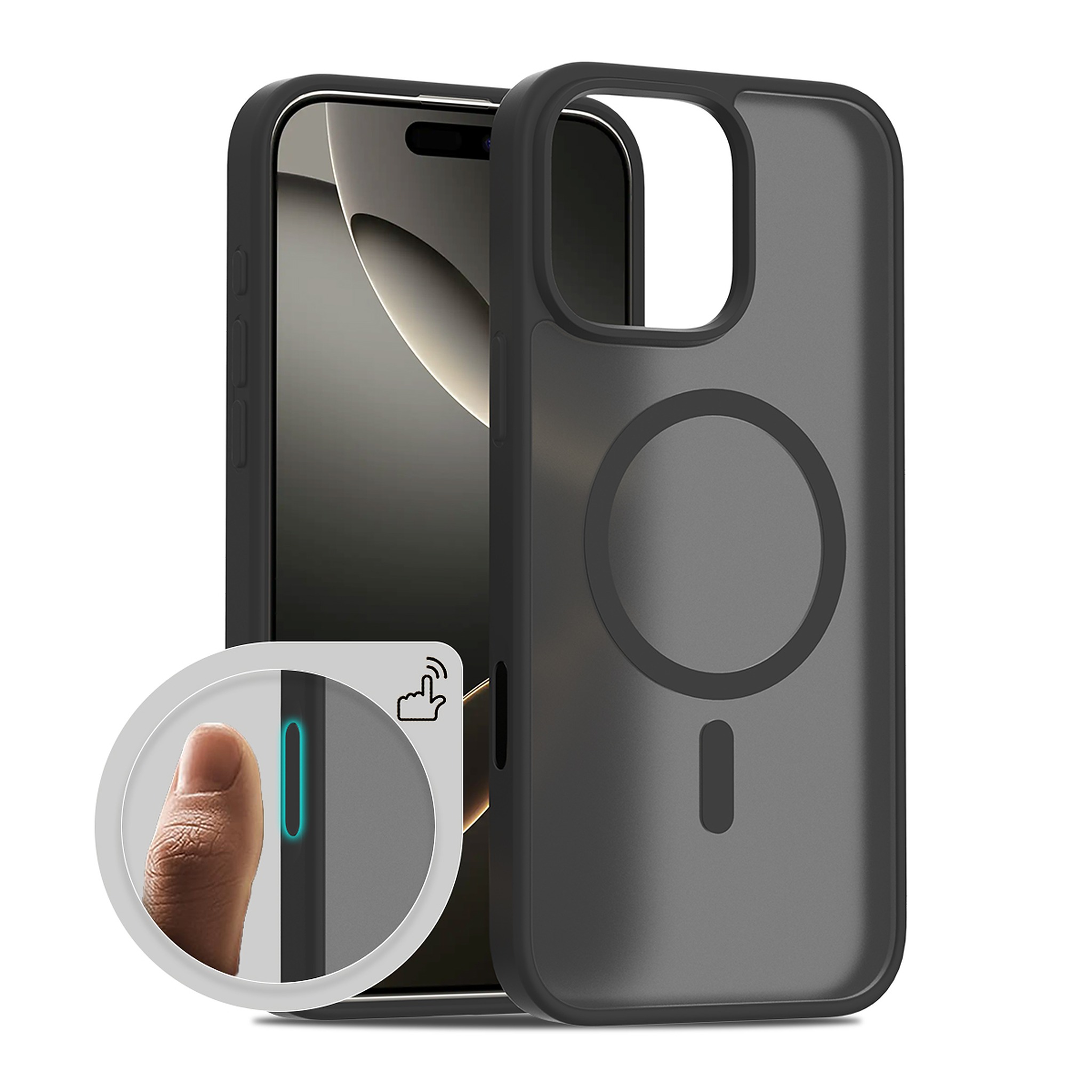 SendaFit Matte Skin-Feel Camera-Button Two-in-One MagSafe Case for iPhone 16 Pro Max - Matte Black