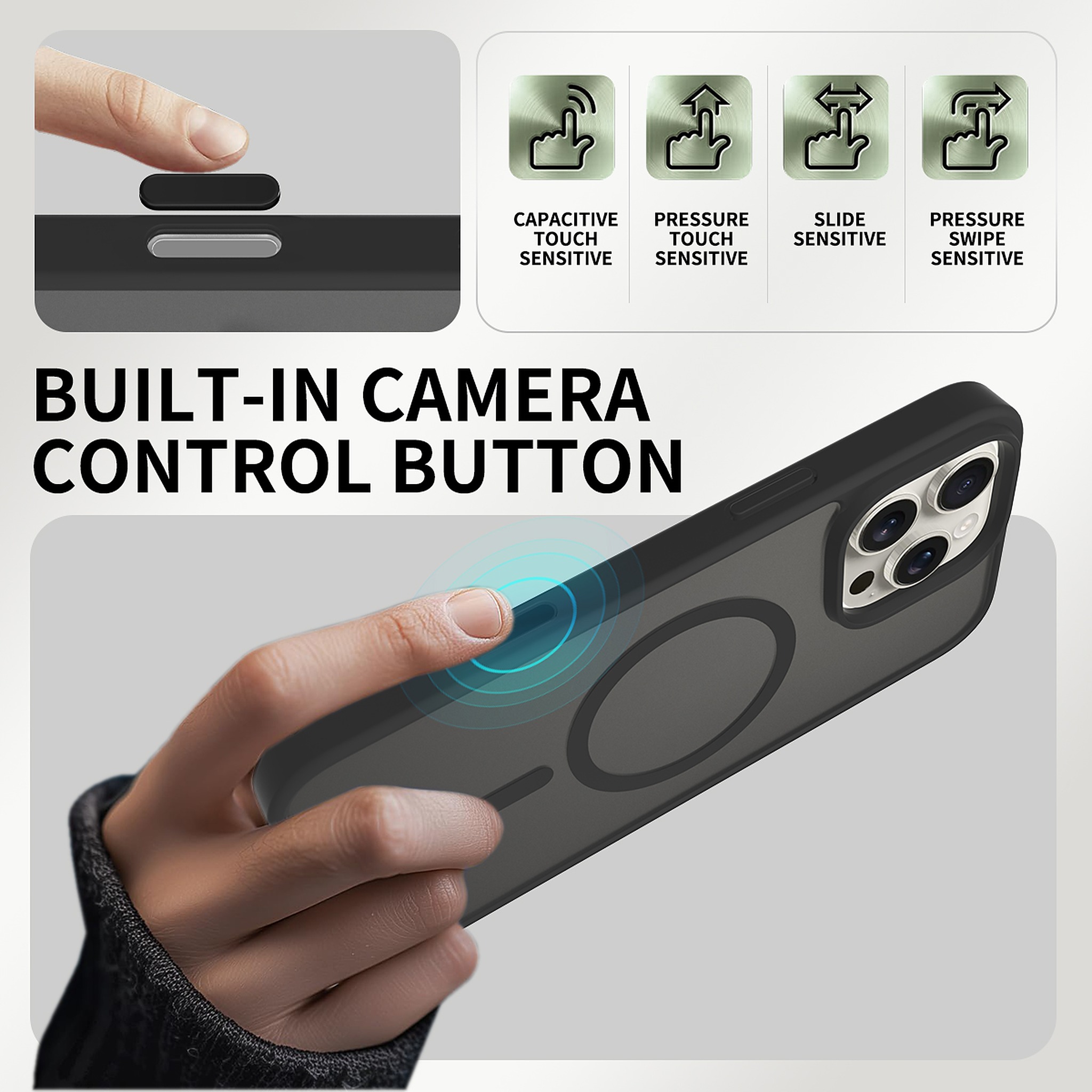SendaFit Matte Skin-Feel Camera-Button Two-in-One MagSafe Case for iPhone 16 Pro Max detail 2